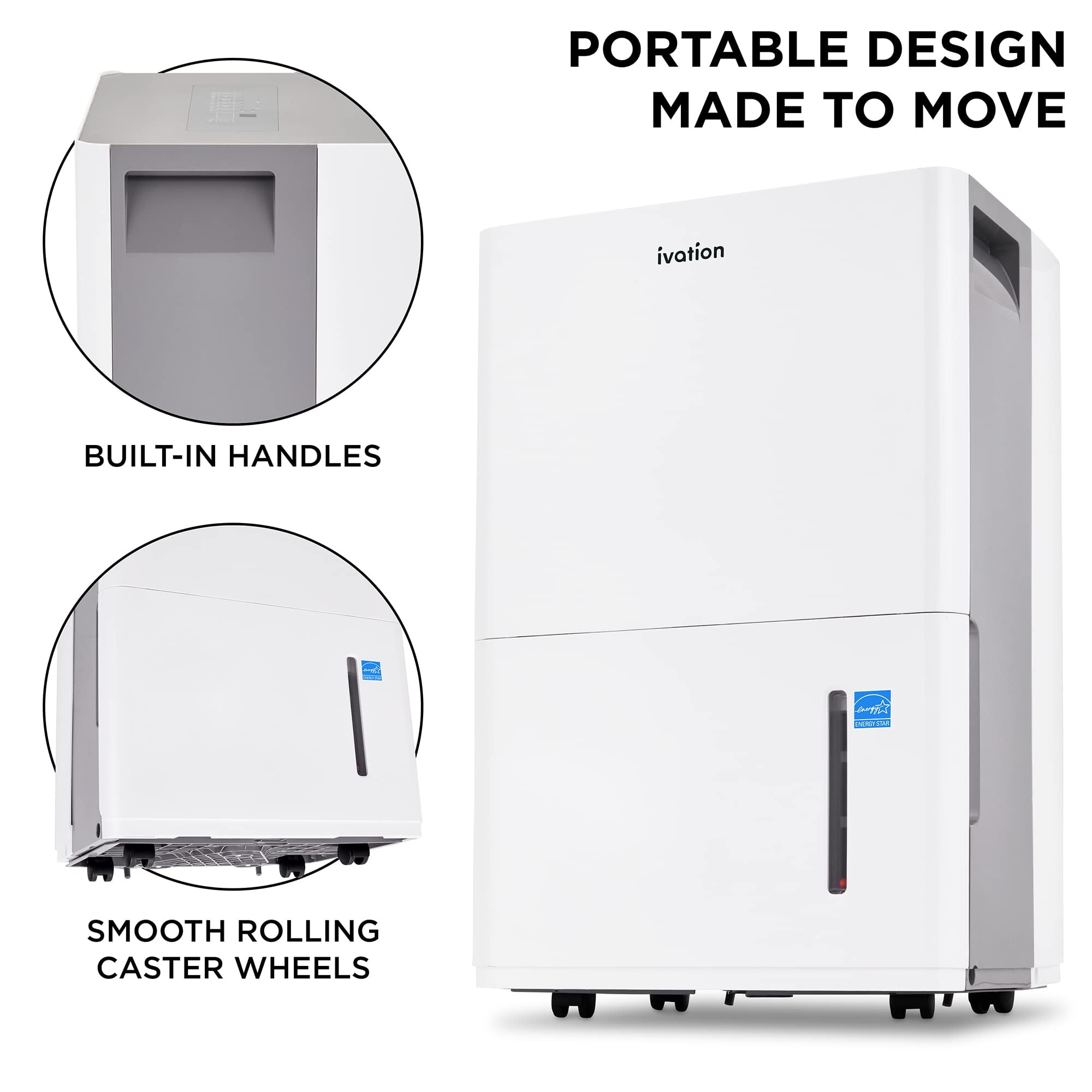 Ivation 4,500 Sq. Ft Energy Star Dehumidifier with Built-in Pump and Humidity Control (White, 50 Pint) ilc84