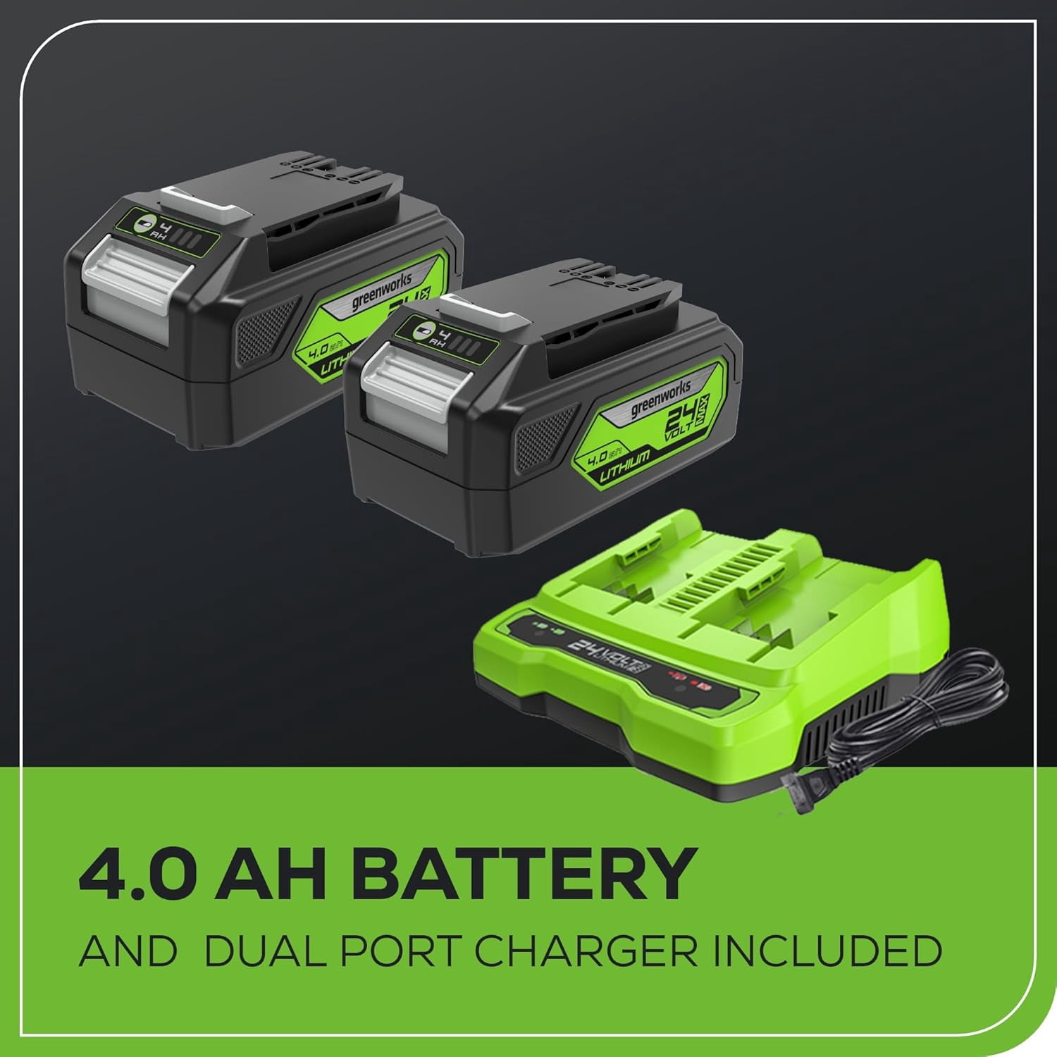 Greenworks 48V Brushless Leaf Blower and Vacuum Kit with (2) 4.0Ah Batteries and Dual Port Charger 8e49s