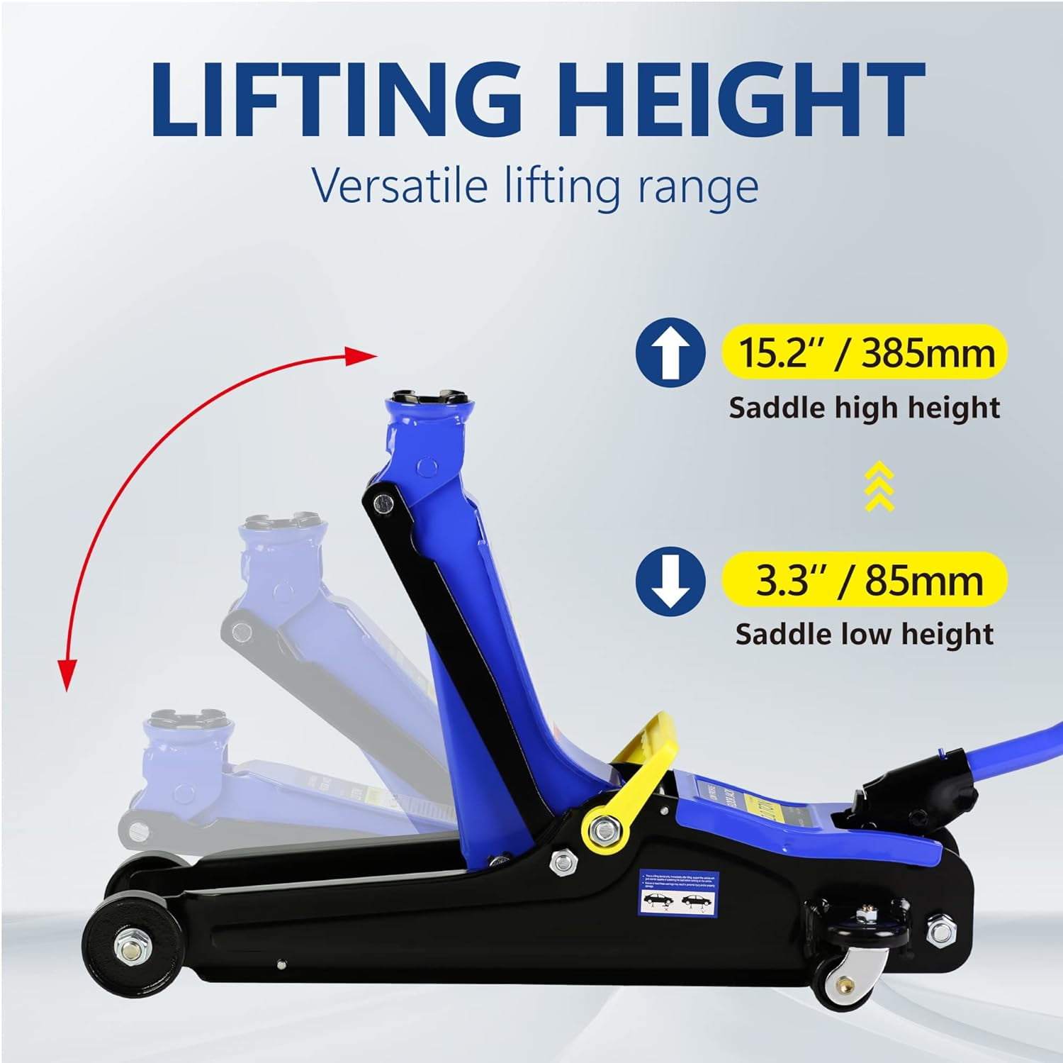 POVANLI Low Profile Floor Jack, Heavy Duty Steel Hydraulic Lift with Quick Pump (2 Ton, 3.3 in - 15.2 in) d8001