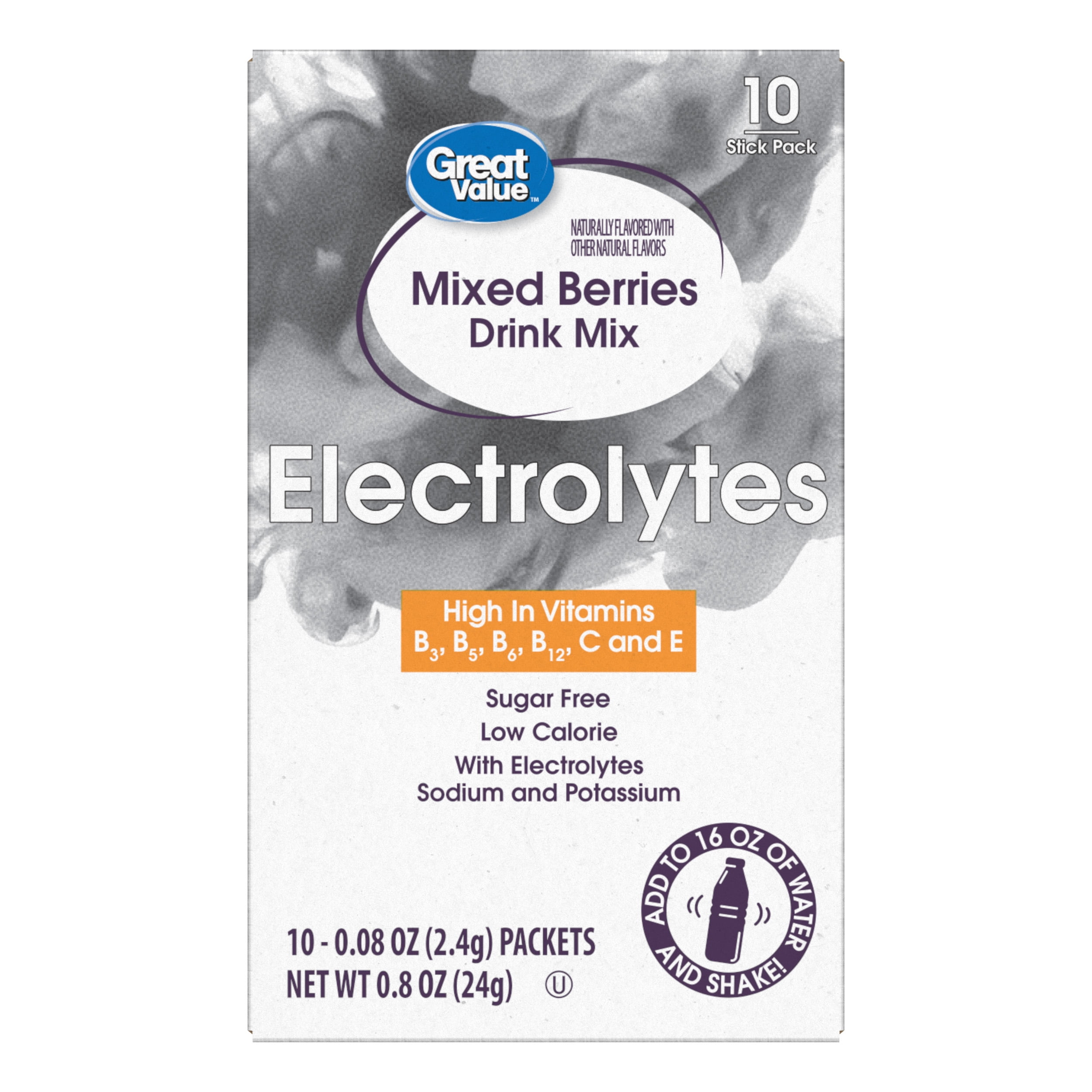 Great Value Electrolyte Drink Mix, Sugar-Free Mixed Berry Hydration Enhancer (10 Count, 0.85 oz) himff