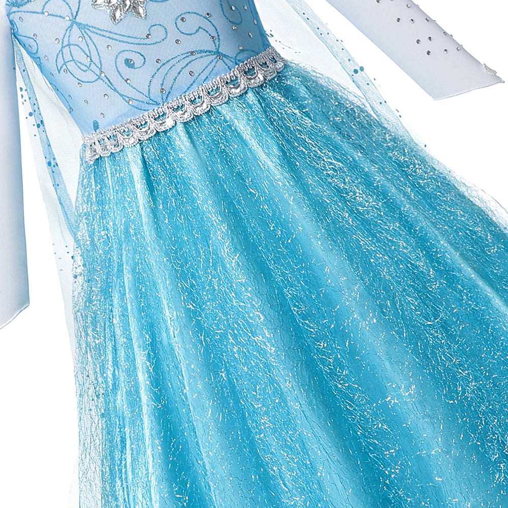 Mavlly Princess Costume for Girls Snow Queen Cosplay Dress with Accessories Set (Blue, 8) wcbzh