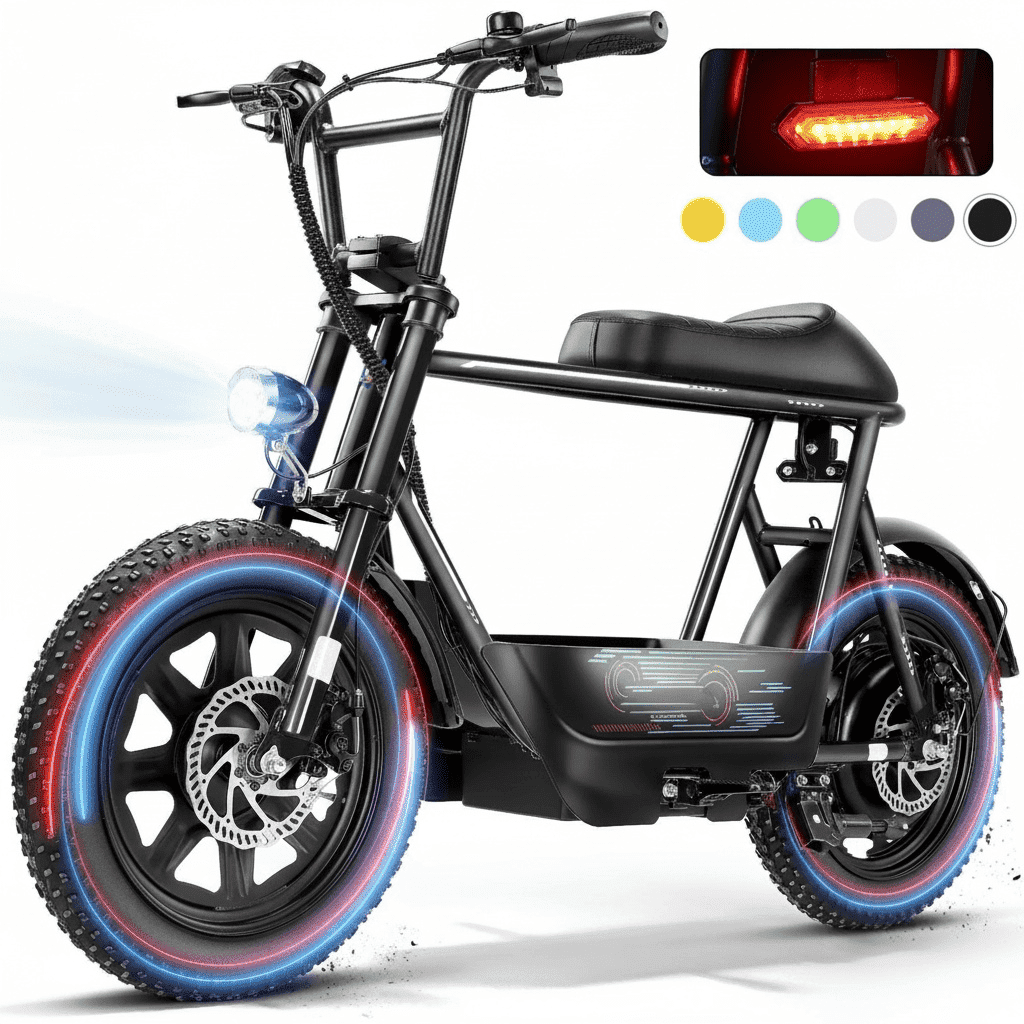 Caroma Electric Scooter with Seat and Basket, 800W Motor, 25 Mile Range, 16 in Fat Tires (Black) ns3hp