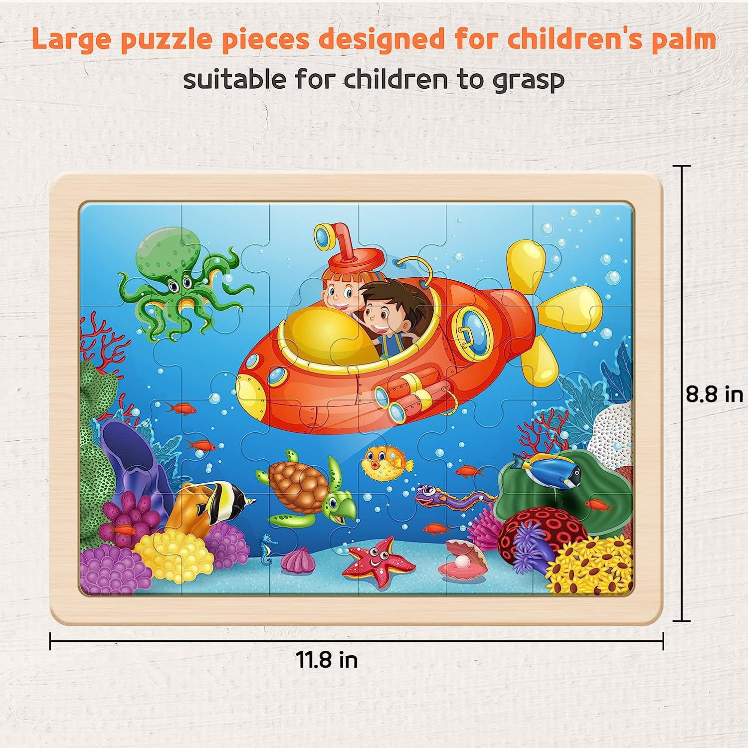 SYNARRY Wooden Animal Jigsaw Puzzle Set, Educational Preschool Learning Toy (4-in-1 Gift Box, 96 Total Pieces) ku3df