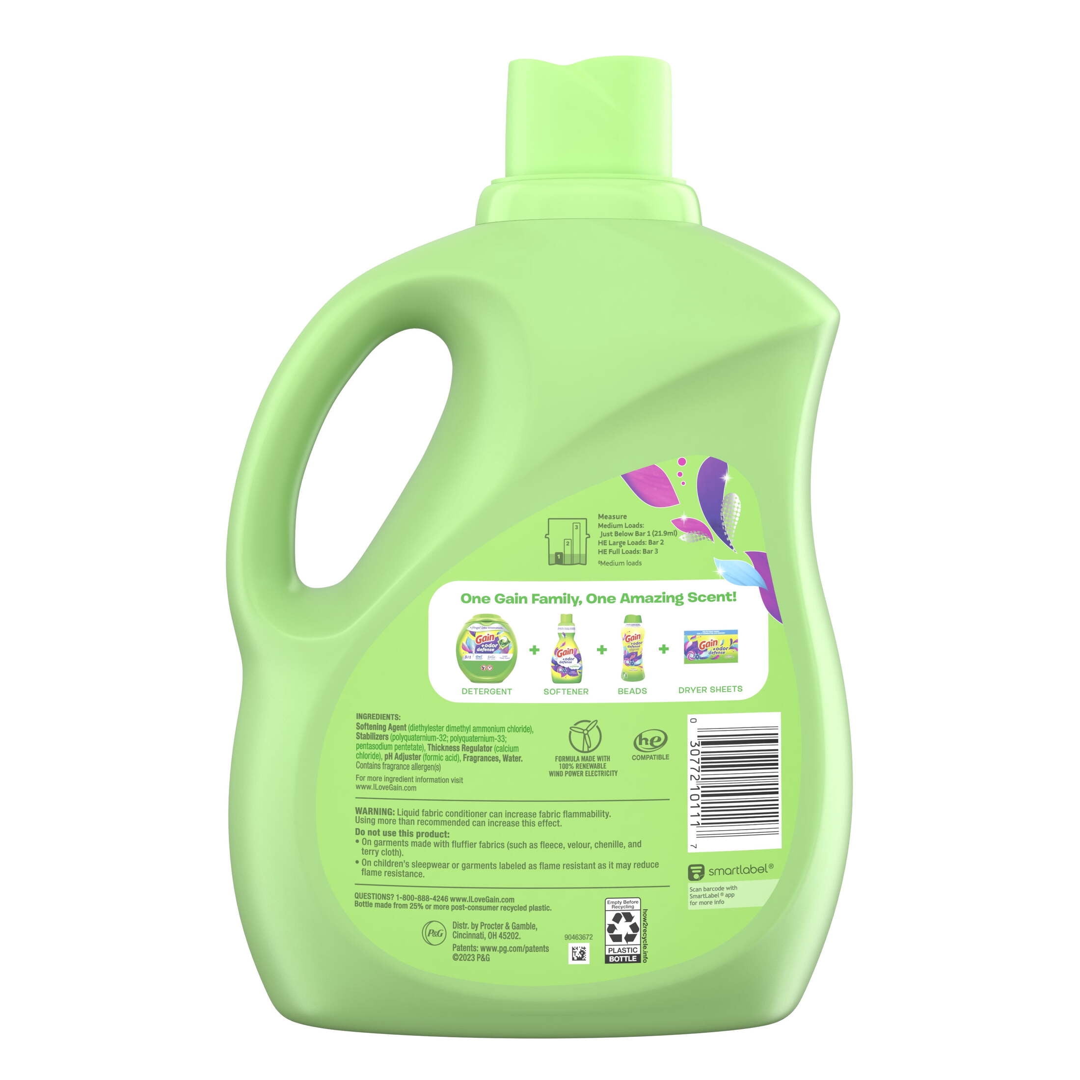 Gain Odor Defense Liquid Fabric Softener and Conditioner, Super Fresh Blast (4 Pack, 100 fl oz) dsywn