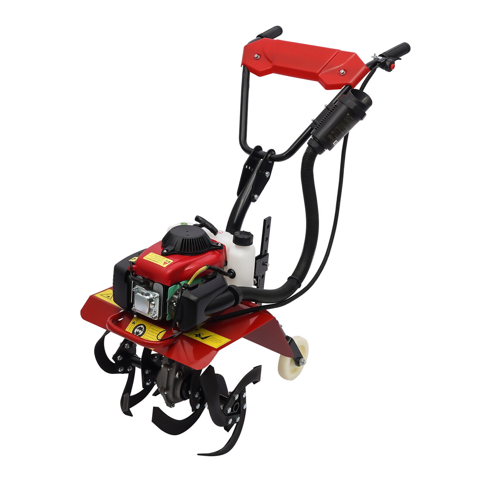 Generic 63cc Gas Powered Tiller Cultivator, Heavy-Duty Garden Soil Rototiller (Red, 13.78 in Width) 847gp