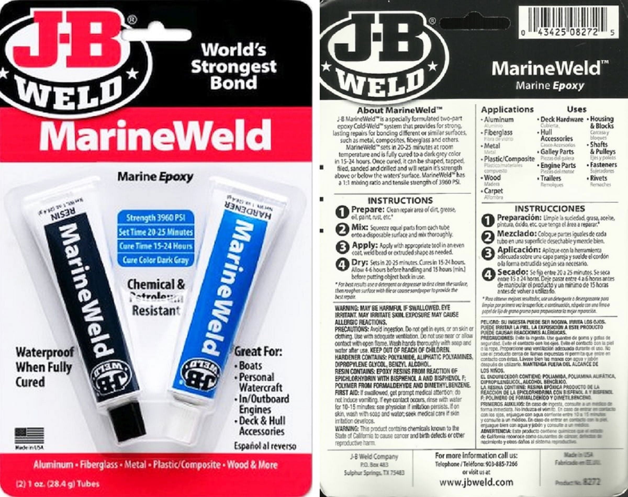 J-B Weld 8272 MarineWeld Epoxy Adhesive (Grey, 2 oz) y0hc0 - Image 4