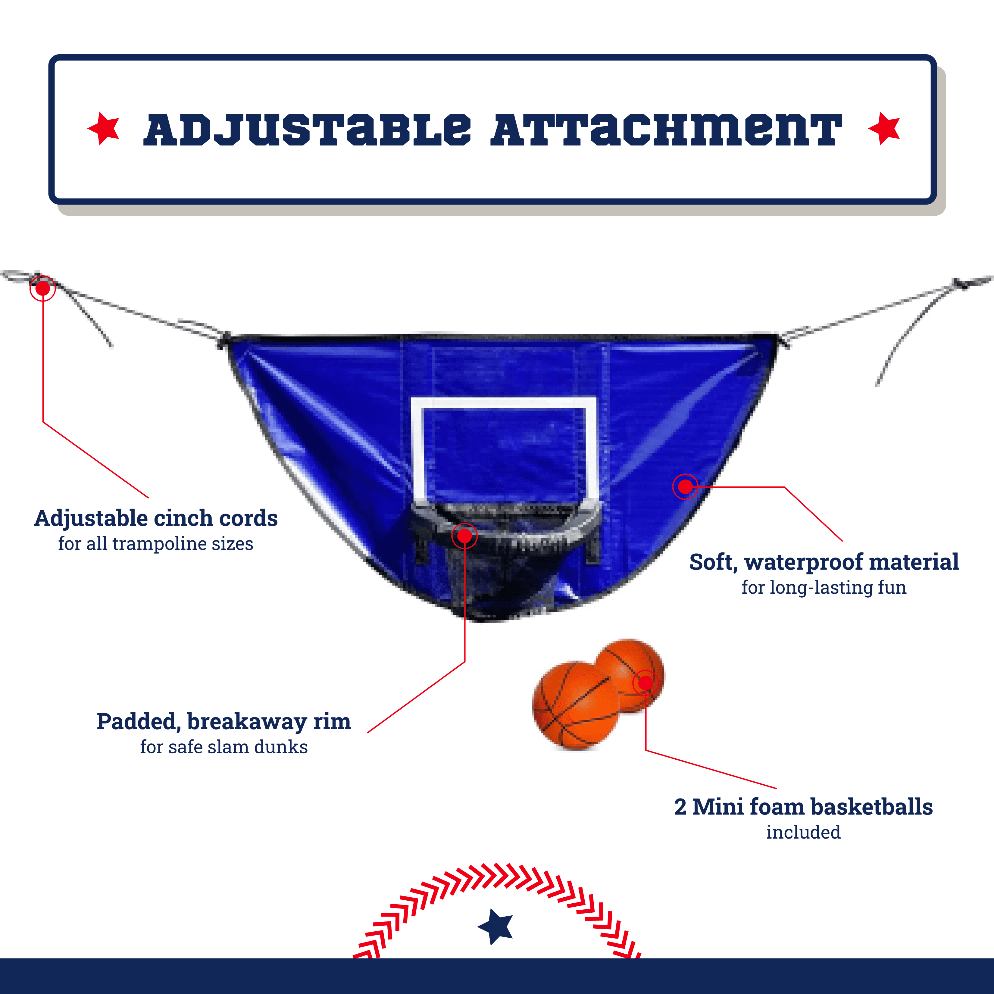 Botabee Trampoline Basketball Hoop Set with Mini Basketballs (Waterproof, Adjustable) vzvmg