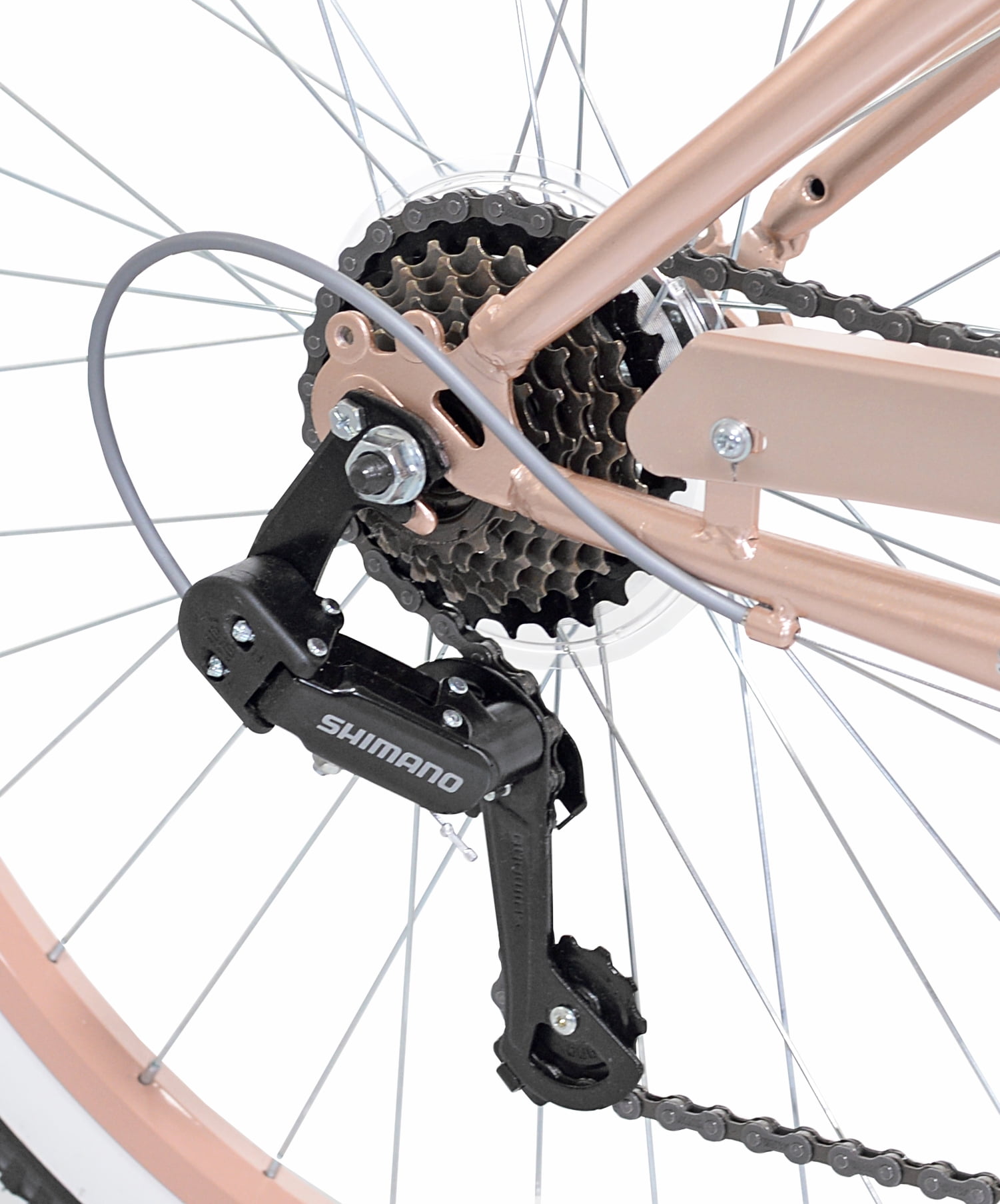 Kent Bayside Cruiser Bicycle, 7-Speed Step-Through Frame, Adult Unisex (Rose Gold, 26 in) 5rz9n