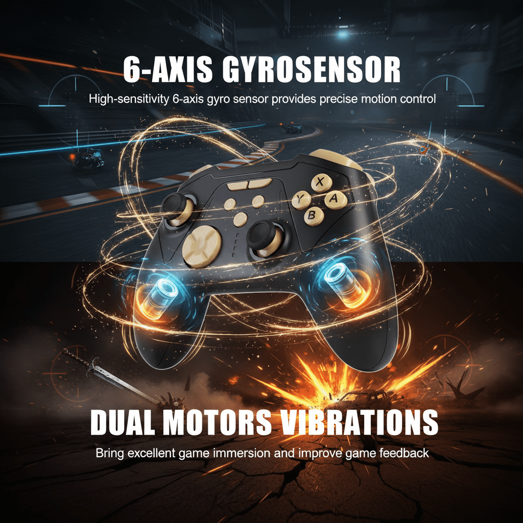 UHM Wireless Pro Controller for Switch, PC, and Mobile with RGB Lighting and Hall Effect Triggers (Black, 1 Count) dvhks