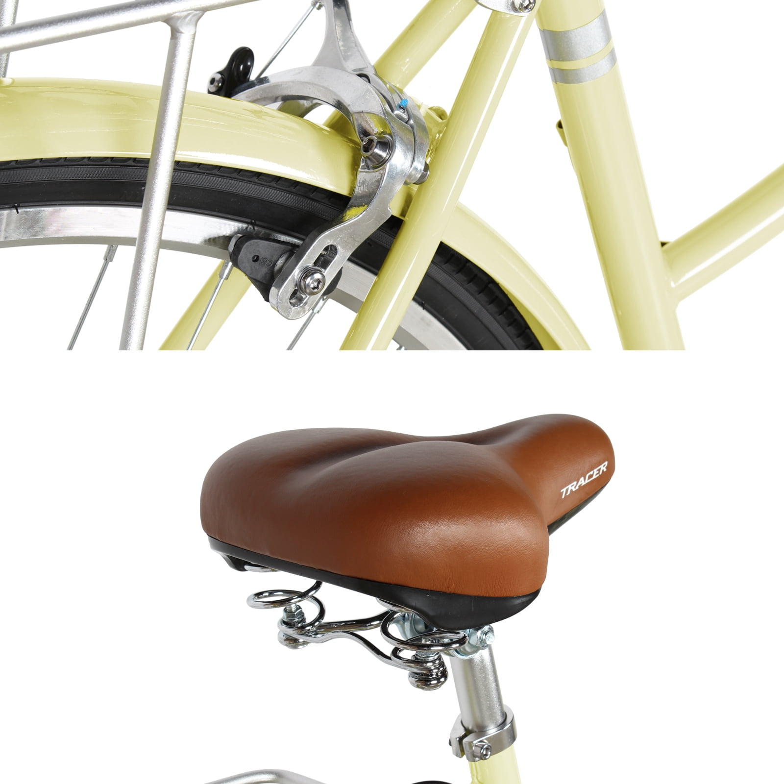 Tracer Osaka Hybrid City Bike for Women, Shimano 7-Speed Commuter Bicycle with Steel Frame (Vanilla, 19 in Frame) jpprd