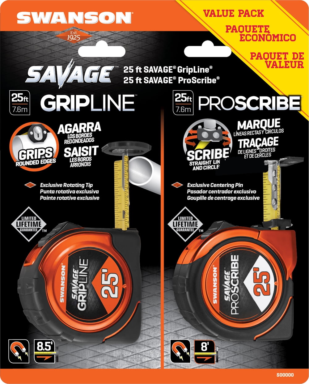 Swanson Tool Co. Measuring Tape Kit with Gripline and Proscribe (25 ft, 2-Piece Set) eugae