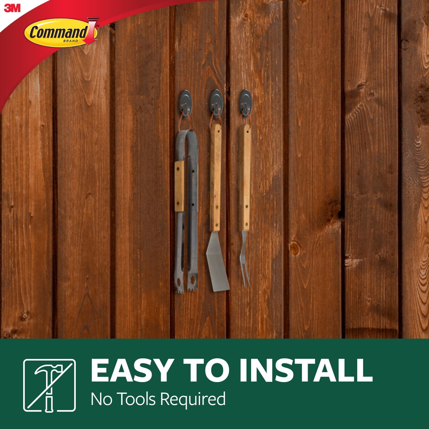 Command Outdoor Slate Terrace Hooks (Black, Medium, 2 Hooks, 4 Strips) 8qguu