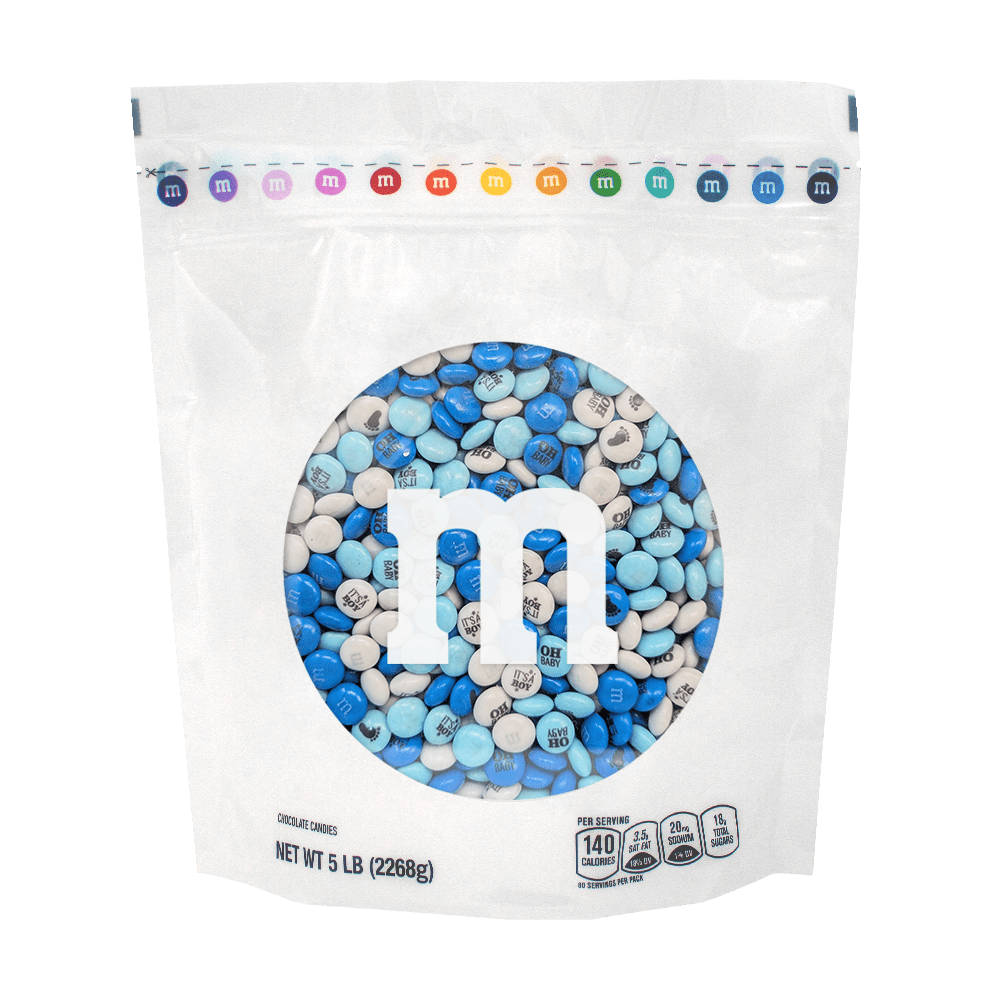 M&M'S Milk Chocolate Candy for Baby Shower and Gender Reveal (Blue and White, 5 lb) v1u6m