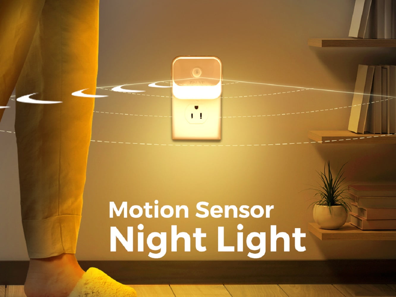 ZISUYU Dimmable Motion Sensor LED Night Light with 3 Lighting Modes (White, 2-Pack) zic0j