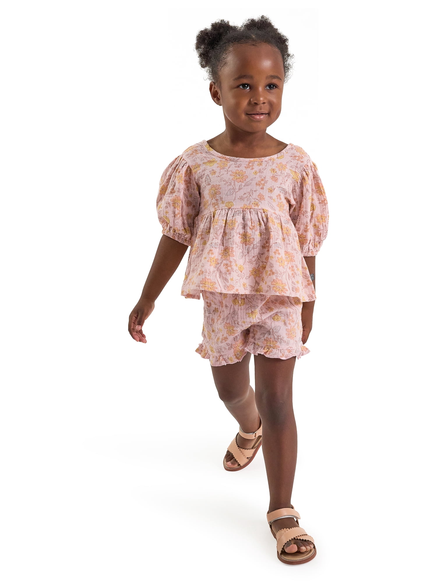 Modern Moments by Gerber Toddler Girl Cotton Gauze Top and Short Outfit Set (2-Piece, 12 Months - 5T) rqqe6