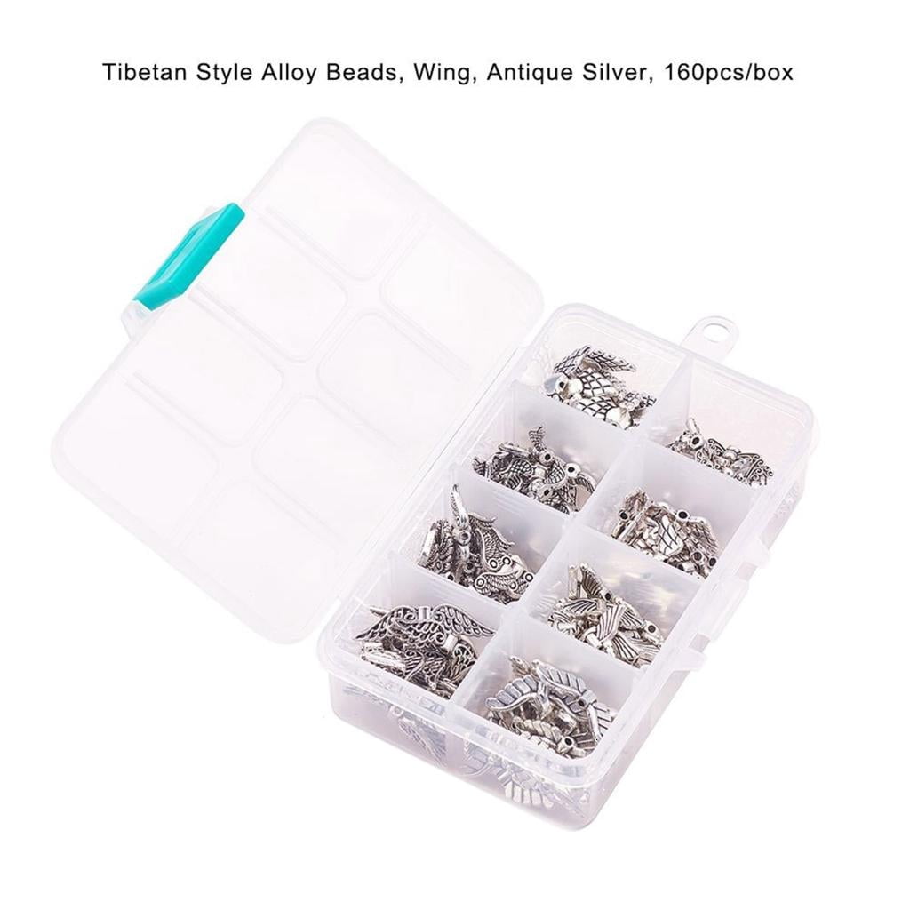 Osdhezcn Angel Wing Beads for Jewelry Making Antique Silver DIY Craft Findings (Silver, 160 Pieces) zuugl