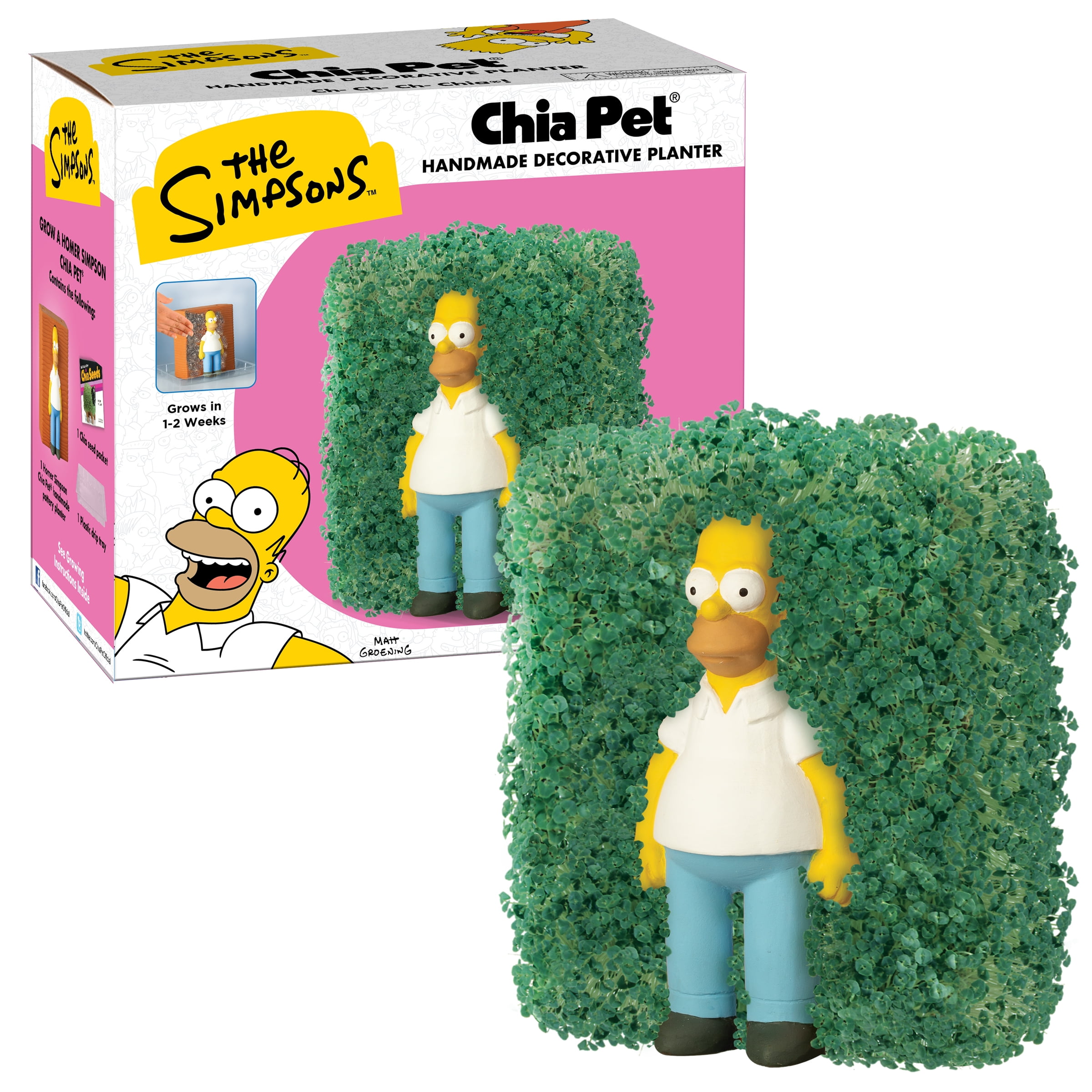 Chia Pet Homer Simpson Handmade Decorative Planter (Red, 1 Pack) yrar0