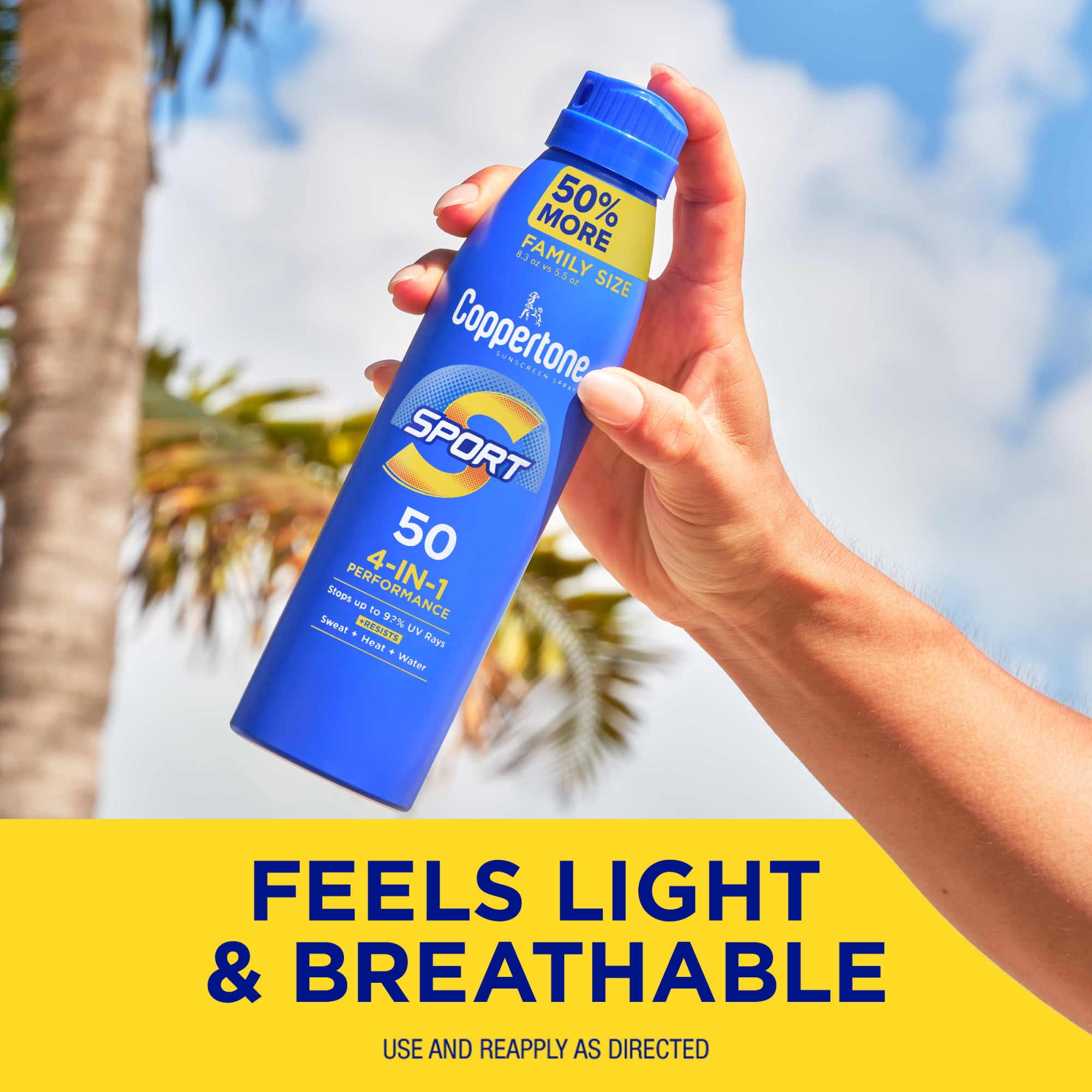 Coppertone Sport Sunscreen Spray, SPF 50 Broad Spectrum Protection (8.3 oz) ltpen