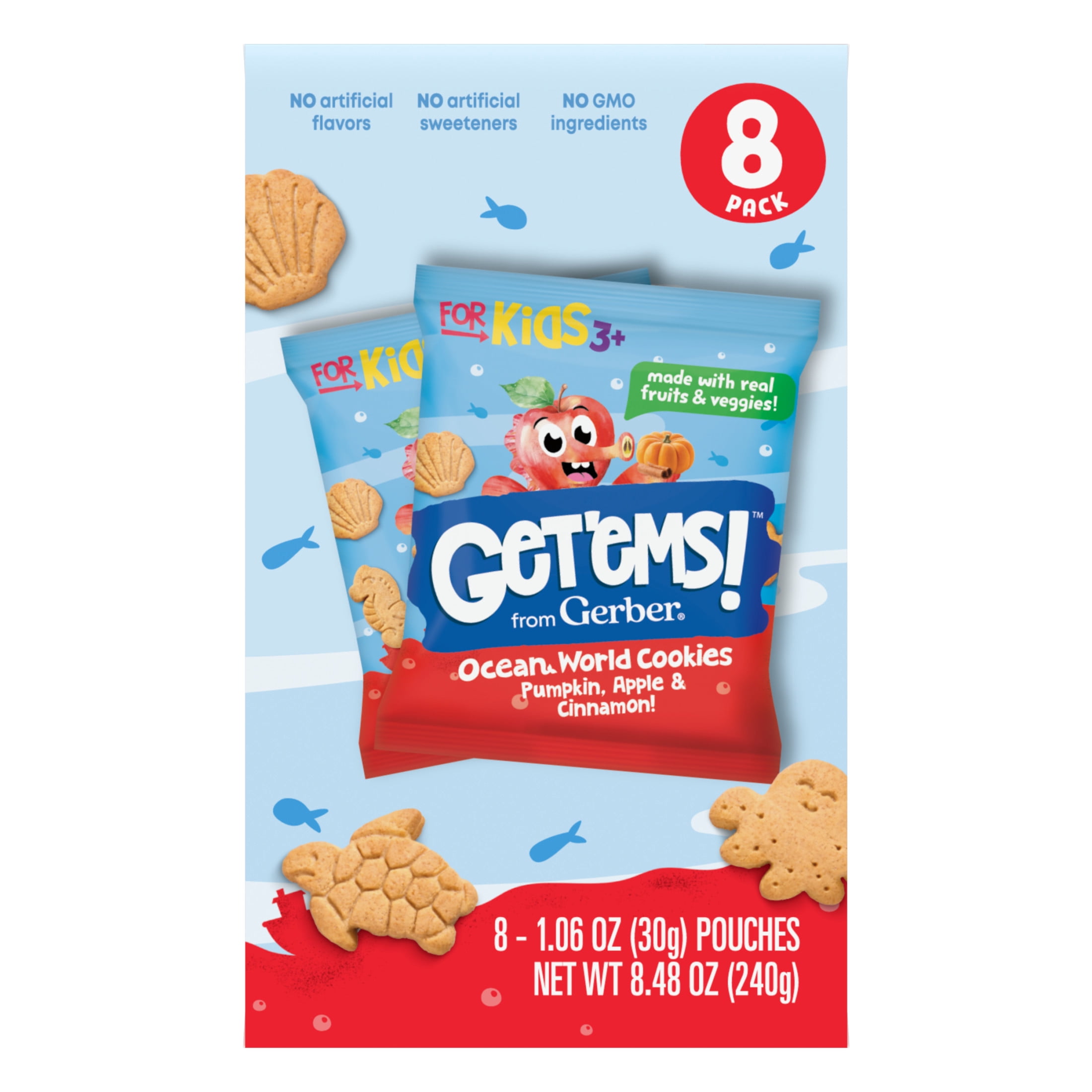 Gerber Get'ems Ocean World Cookies, Pumpkin Apple & Cinnamon Flavor (8 Pack, 8.48 oz) 95nll