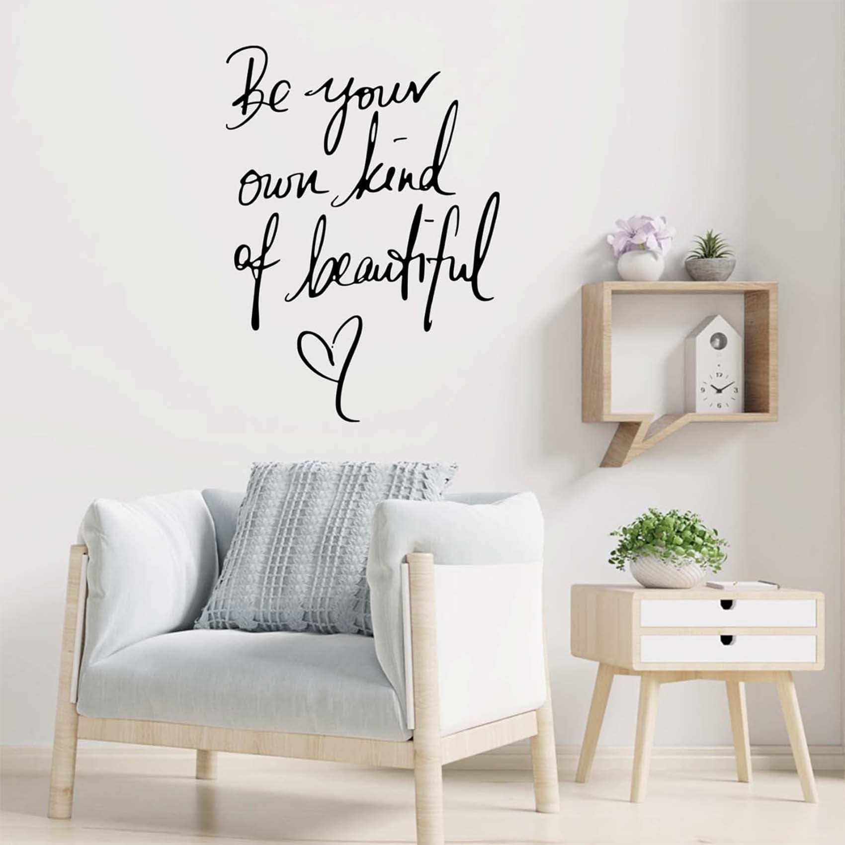 thovorrnl Inspirational Wall Decals Peel and Stick, Be Your Own Kind of Beautiful Quote Wall Art Decor (Black, 15.75 in x 21.65 in) ufwep