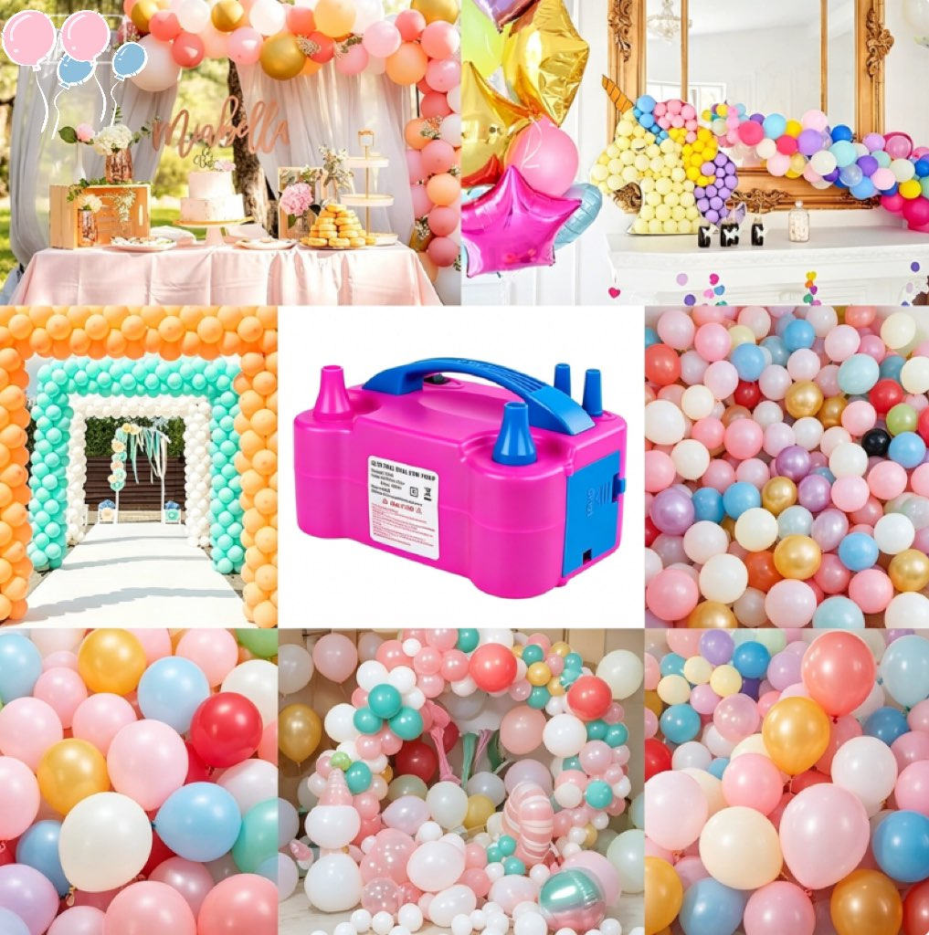 Morelax Electric Balloon Pump, Portable Dual Nozzle Inflator for Party Decorations (1.2 lb) 4cwmk