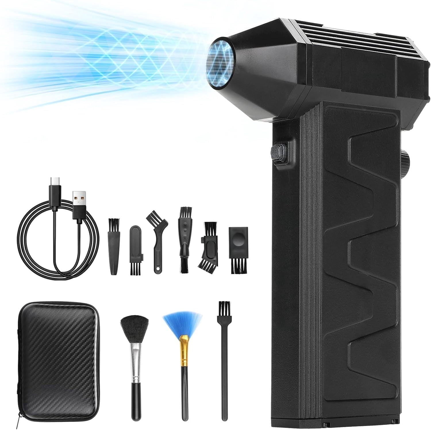 ZGWATO Electric Compressed Air Duster, Cordless Rechargeable Dust Blower with Stepless Speed Control (Black, 1 Unit) 4hgt2