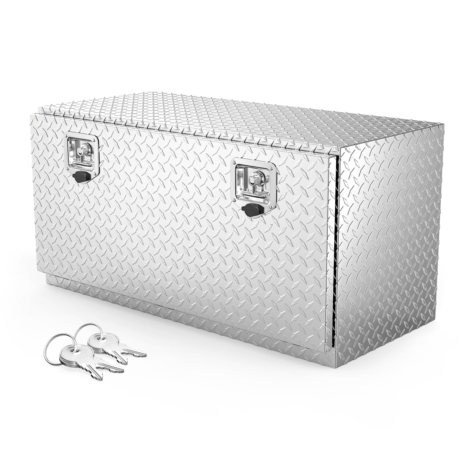 TUFFIOM Aluminum Truck Tool Box, Diamond Plate Storage Organizer for Pickup Trailer ATV (Silver, 36 in) 9jq3s