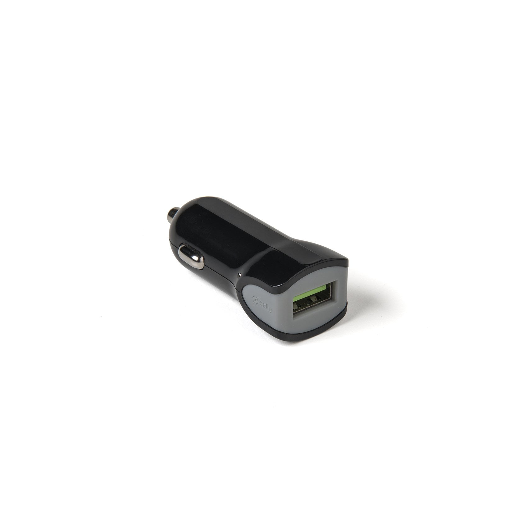 Celly Turbo Car Charger with 1 USB Port High-Speed Charging Adapter (Black, 2.4A) ob4wp
