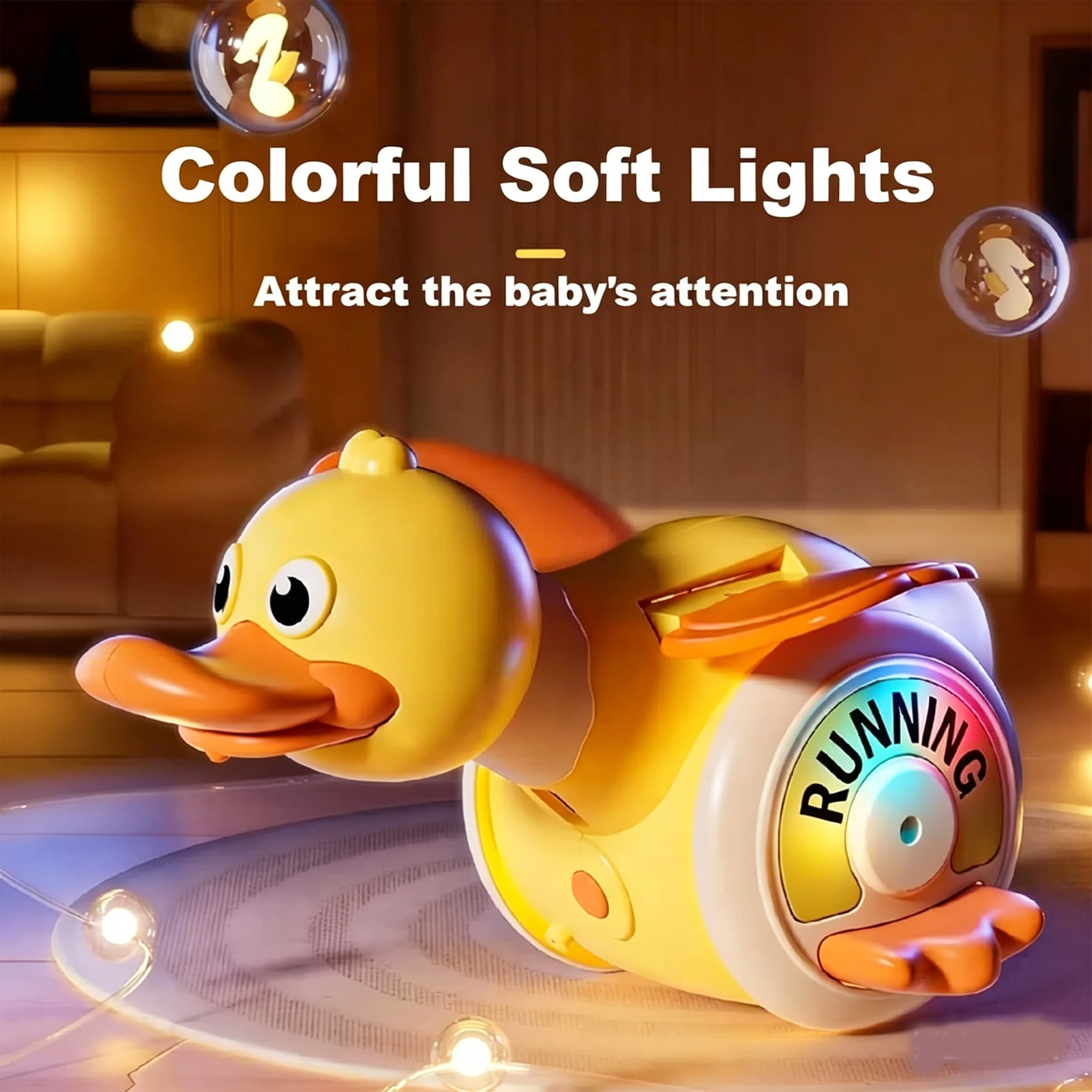 Lvelia Crawling Duck Baby Toy, Interactive Musical Sensory Development Toy for Tummy Time (Yellow, 1 Pack) 6ofyu