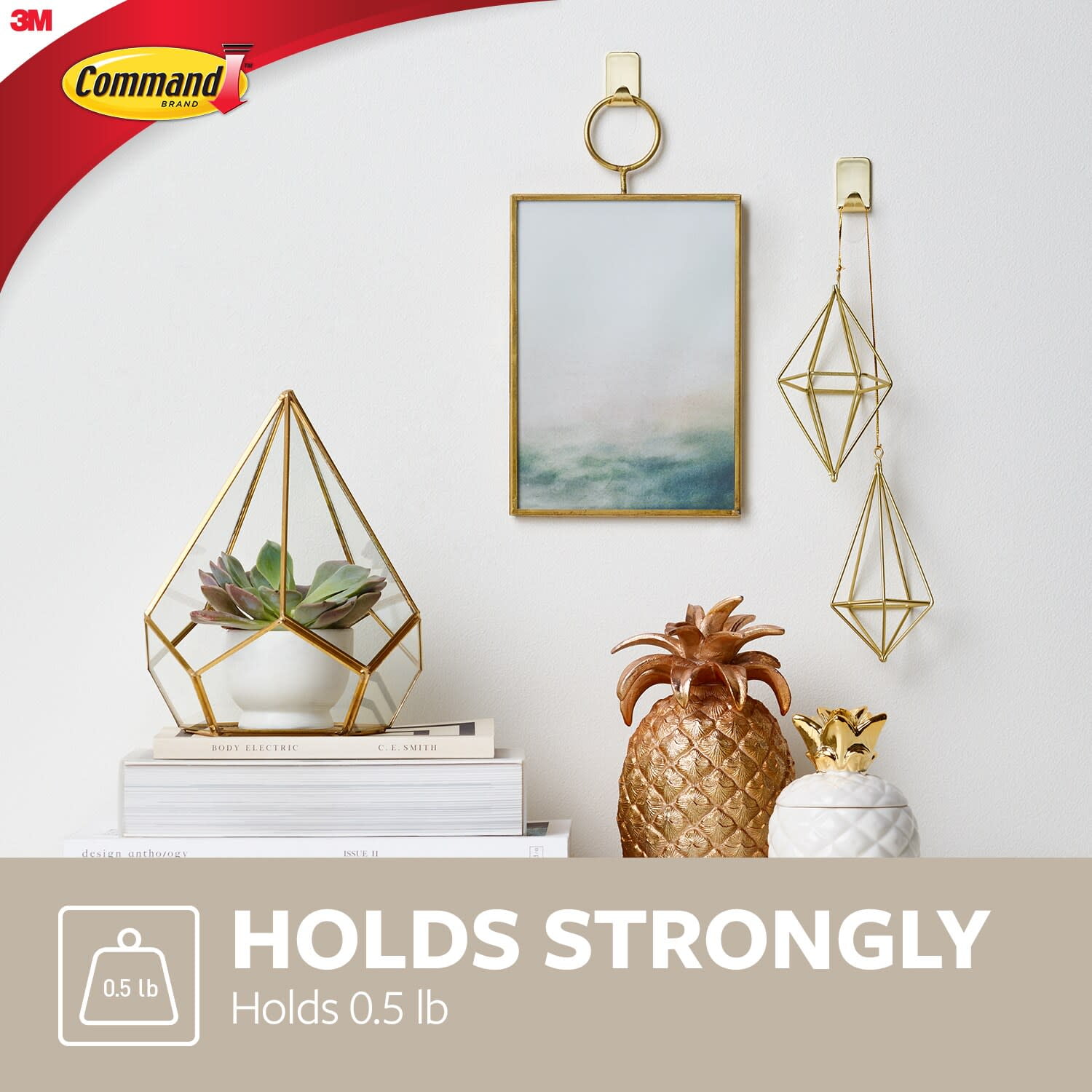 Command Small Metallic Hooks Brass (4 Pack, 6 Hooks, 8 Strips) a1ejs