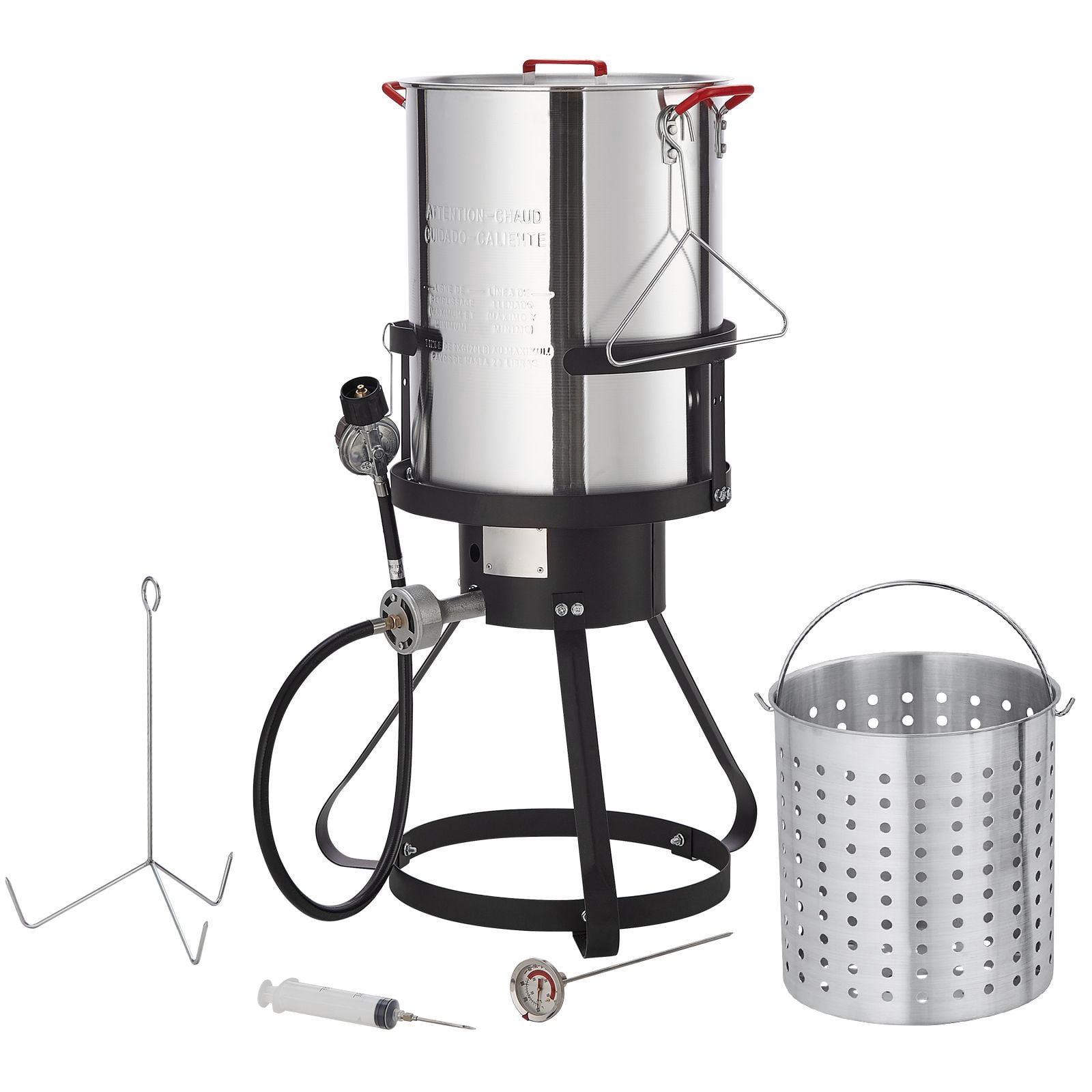 Shenmamo Outdoor Propane Turkey Fryer Kit with 30-Quart Pot, 54K BTU Burner, Basket, Rack and Thermometer (30 qt) 58tnx