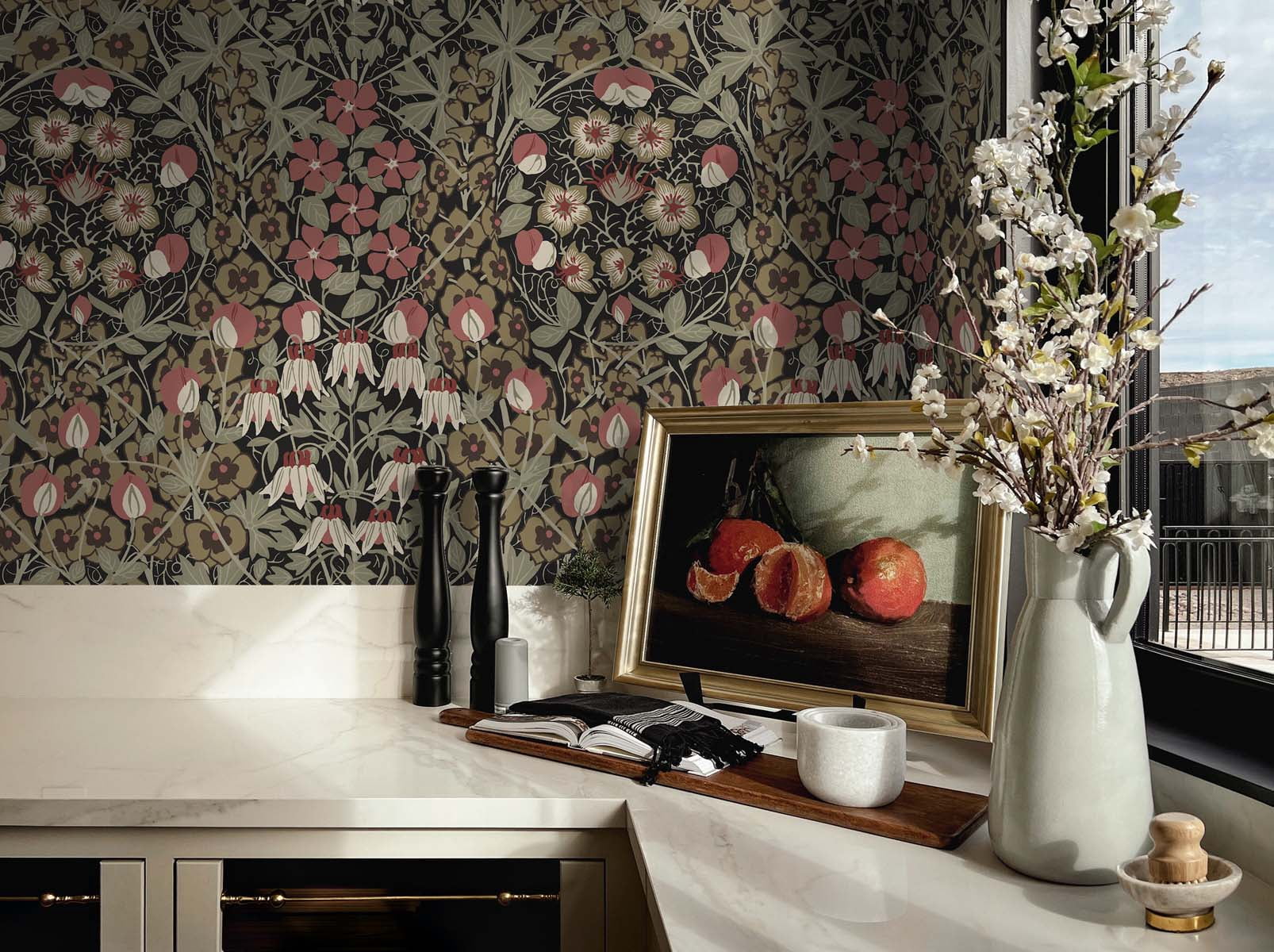 NextWall Tulip Garden Peel and Stick Wallpaper (Red, 20.5 in x 18 ft) l7qxy