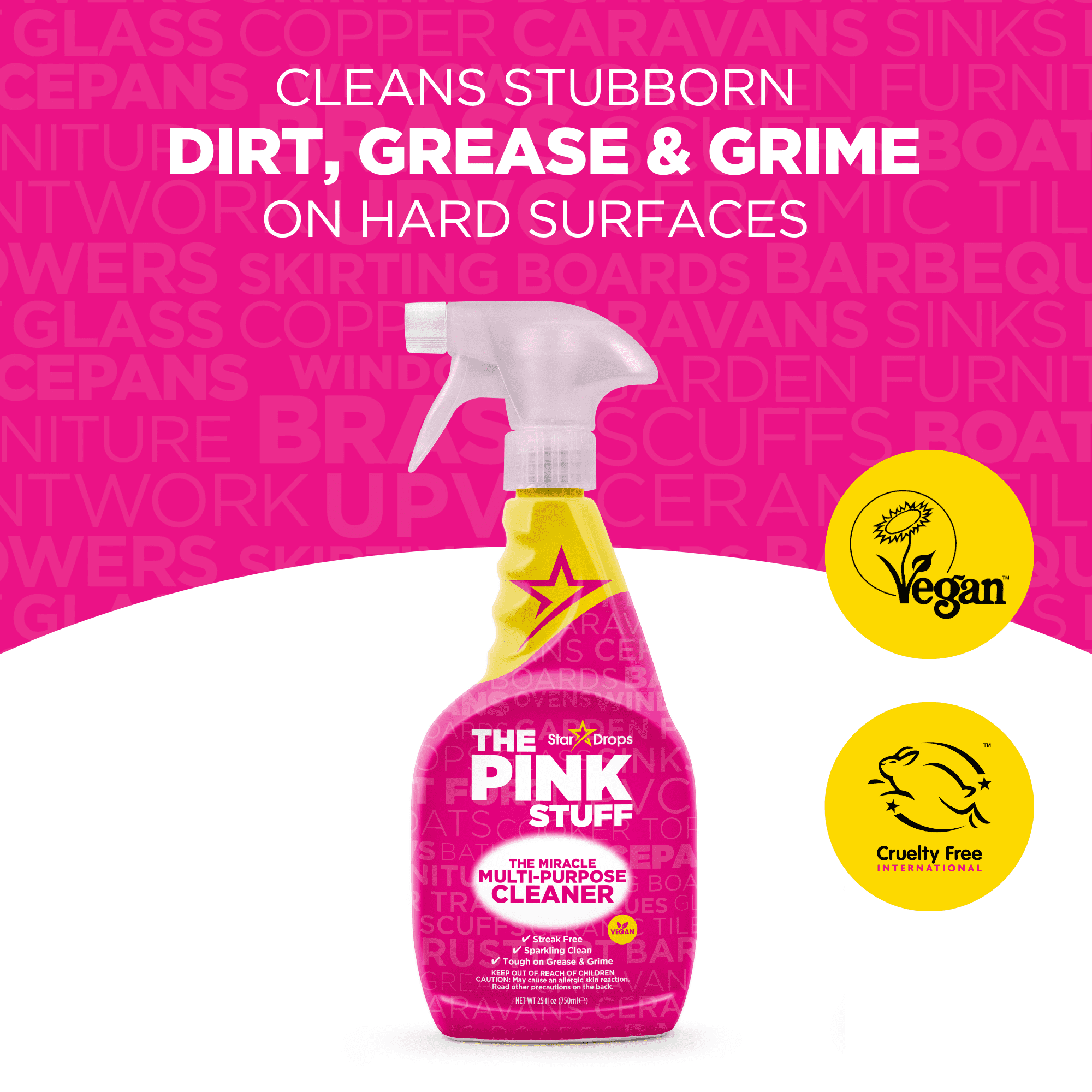 The Pink Stuff Multi-Purpose Cleaner Spray, Heavy-Duty Surface Degreaser (Pink, 25.36 fl oz) 1bb56