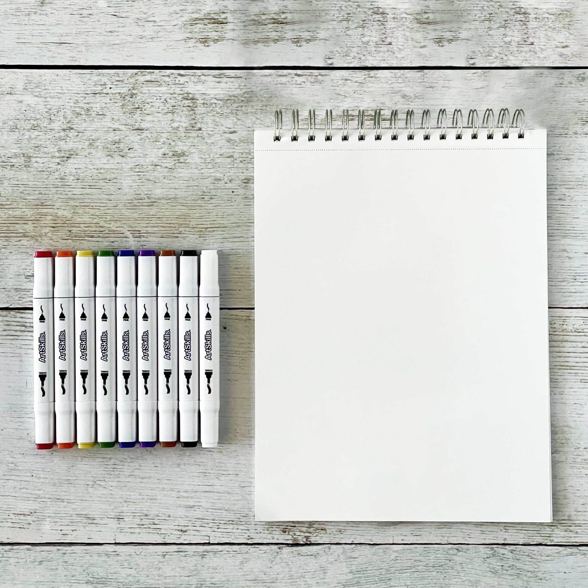 ArtSkills Dual Tip Alcohol Marker Set with 9 in x 12 in Paper Pad (10 Pieces) 4mtxv
