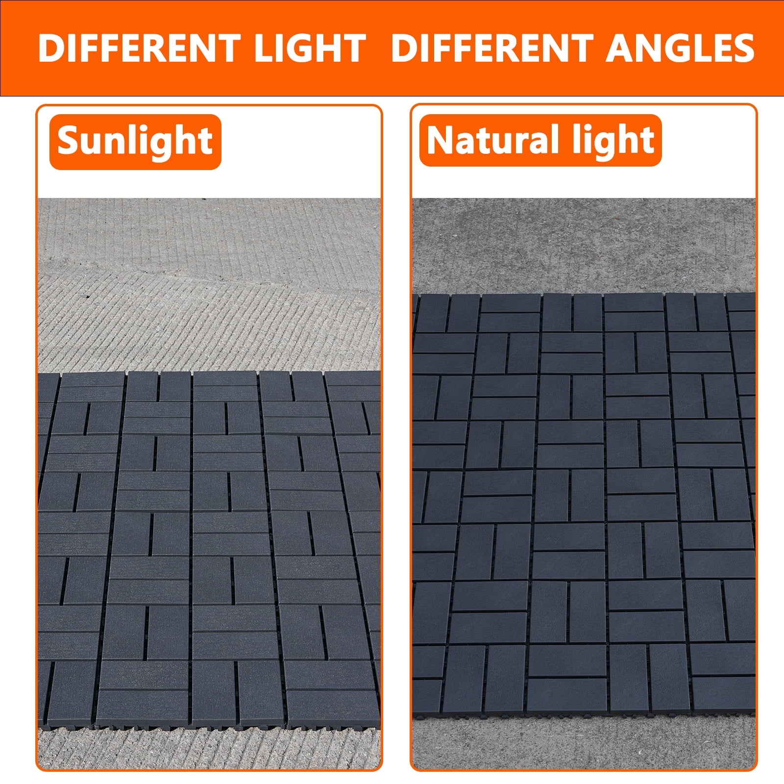 Well Fleet Interlocking Deck Tiles, Weather-Resistant Plastic Patio Flooring for Outdoor Garden and Poolside (Grey, 58 Piece Set) q3nl0