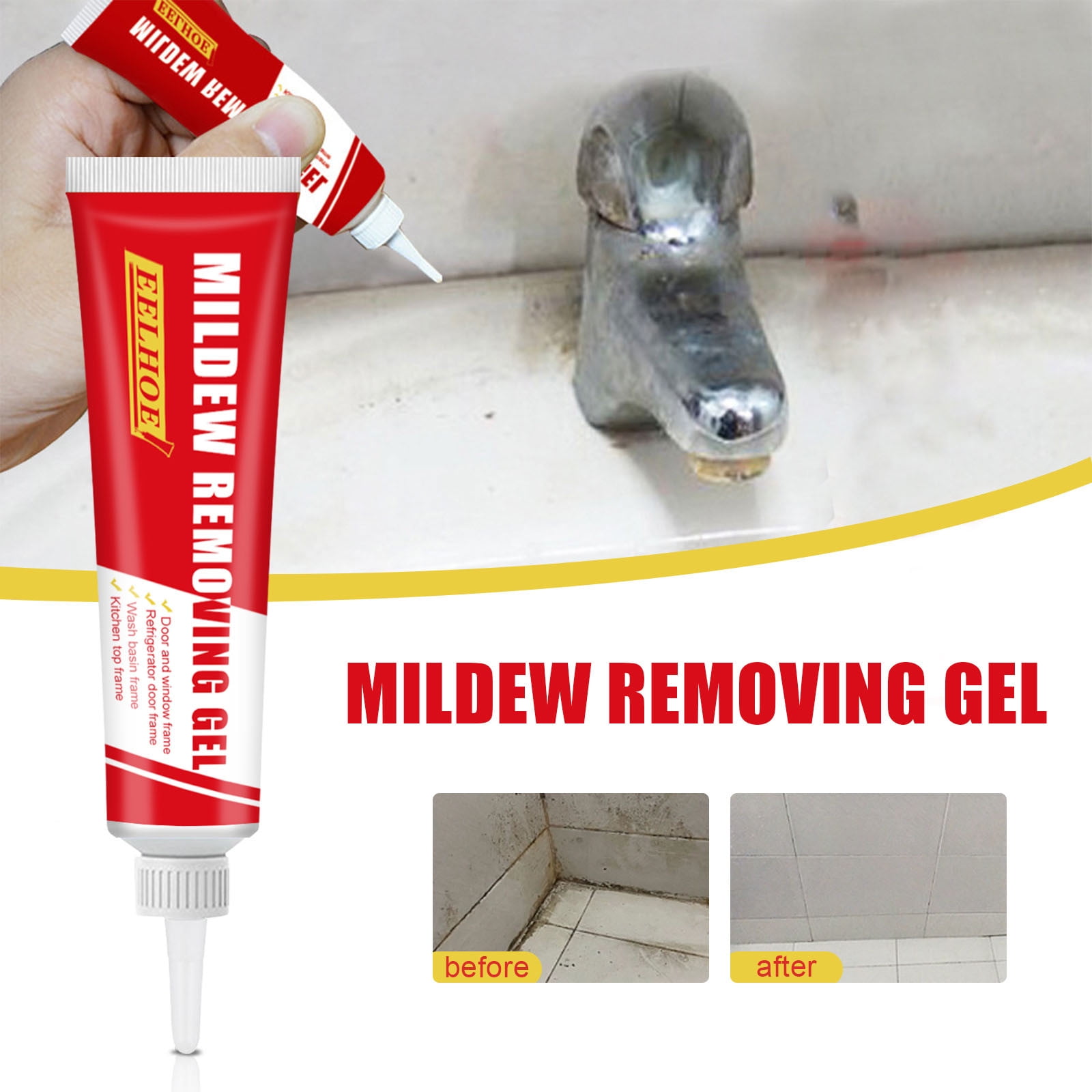 PATLOLLAV Mold Remover Gel, Deep Cleaning Mildew Stain Remover for Shower, Tile, Grout, and Kitchen Sinks (5.07 fl oz) mpqab