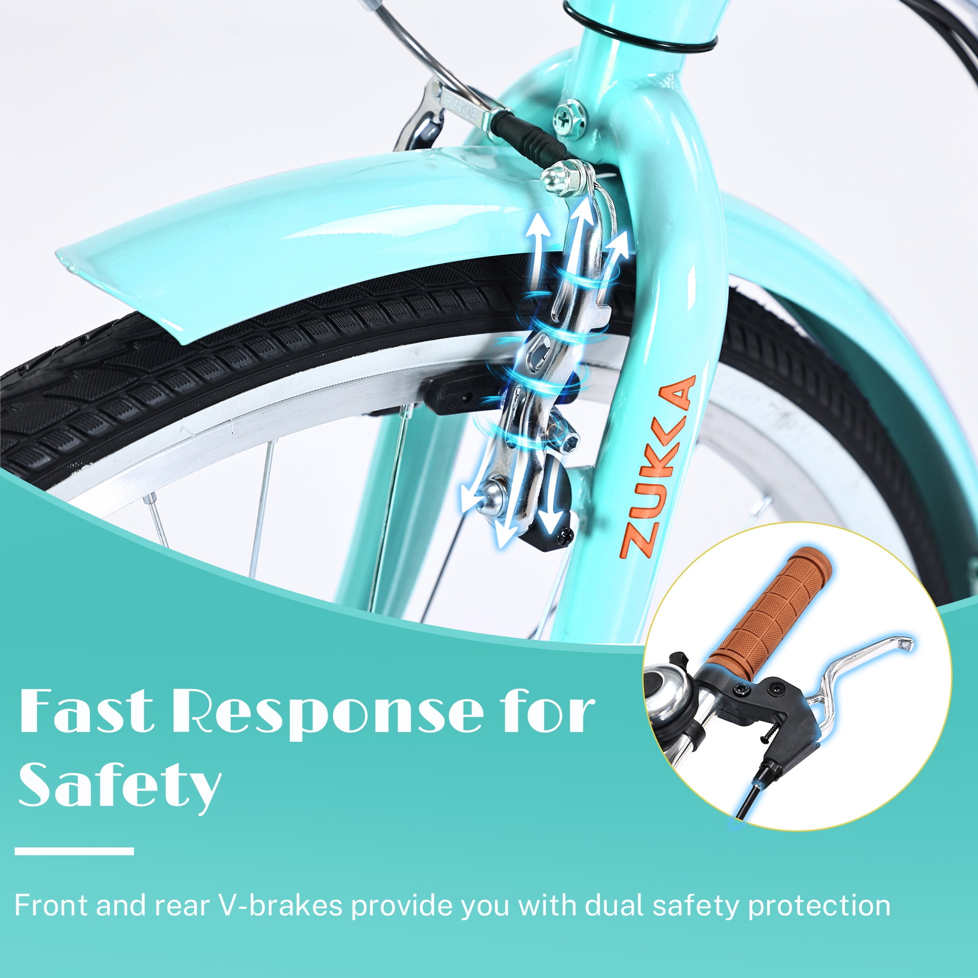 iYofe 26 in Women's Beach Cruiser Bike, 7-Speed Hybrid Commuter Bicycle with Dual Brakes and Rear Seat (Cyan, 26 in) udhm8