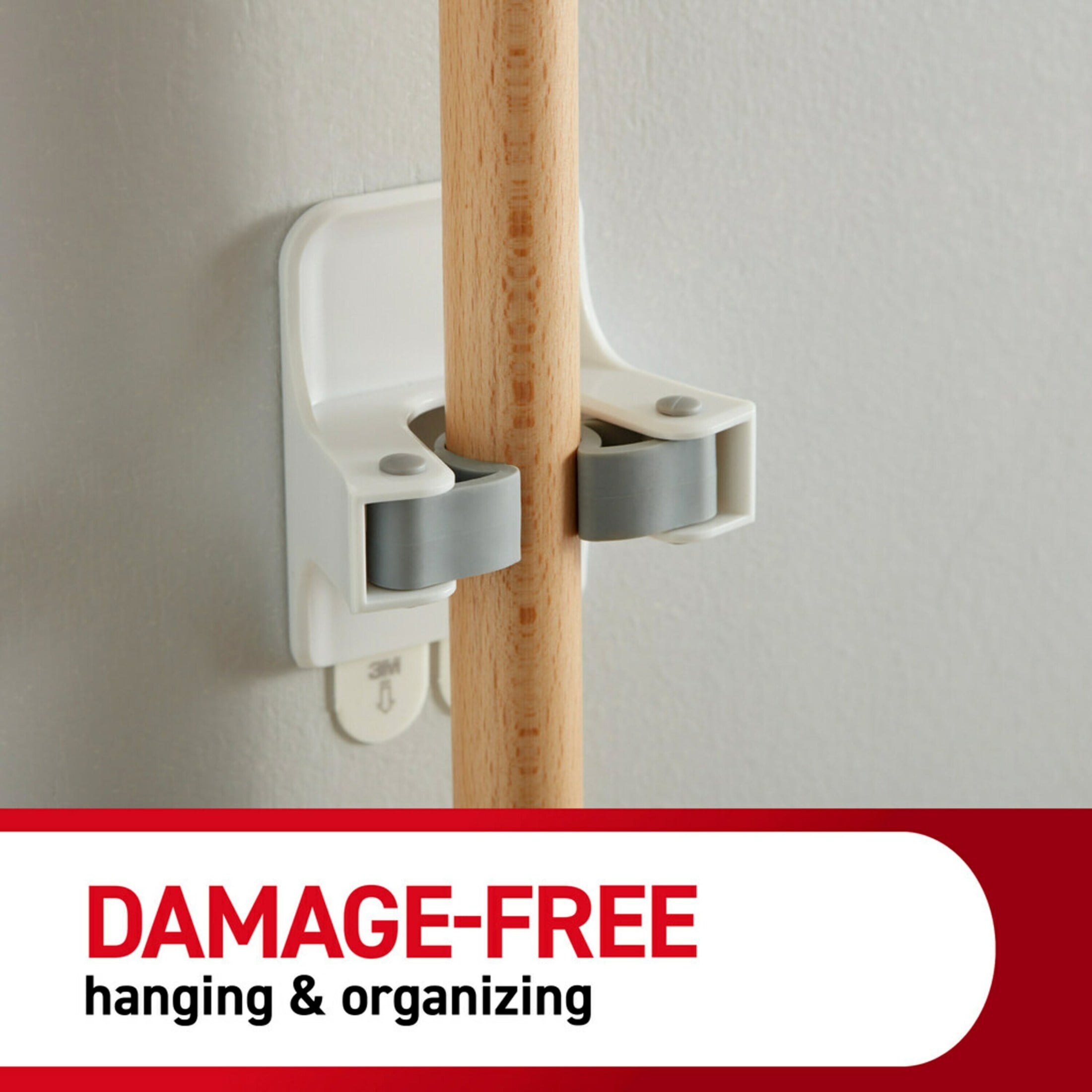 Command Broom and Mop Gripper Wall Hook (White, 3 Hangers) xlfi1