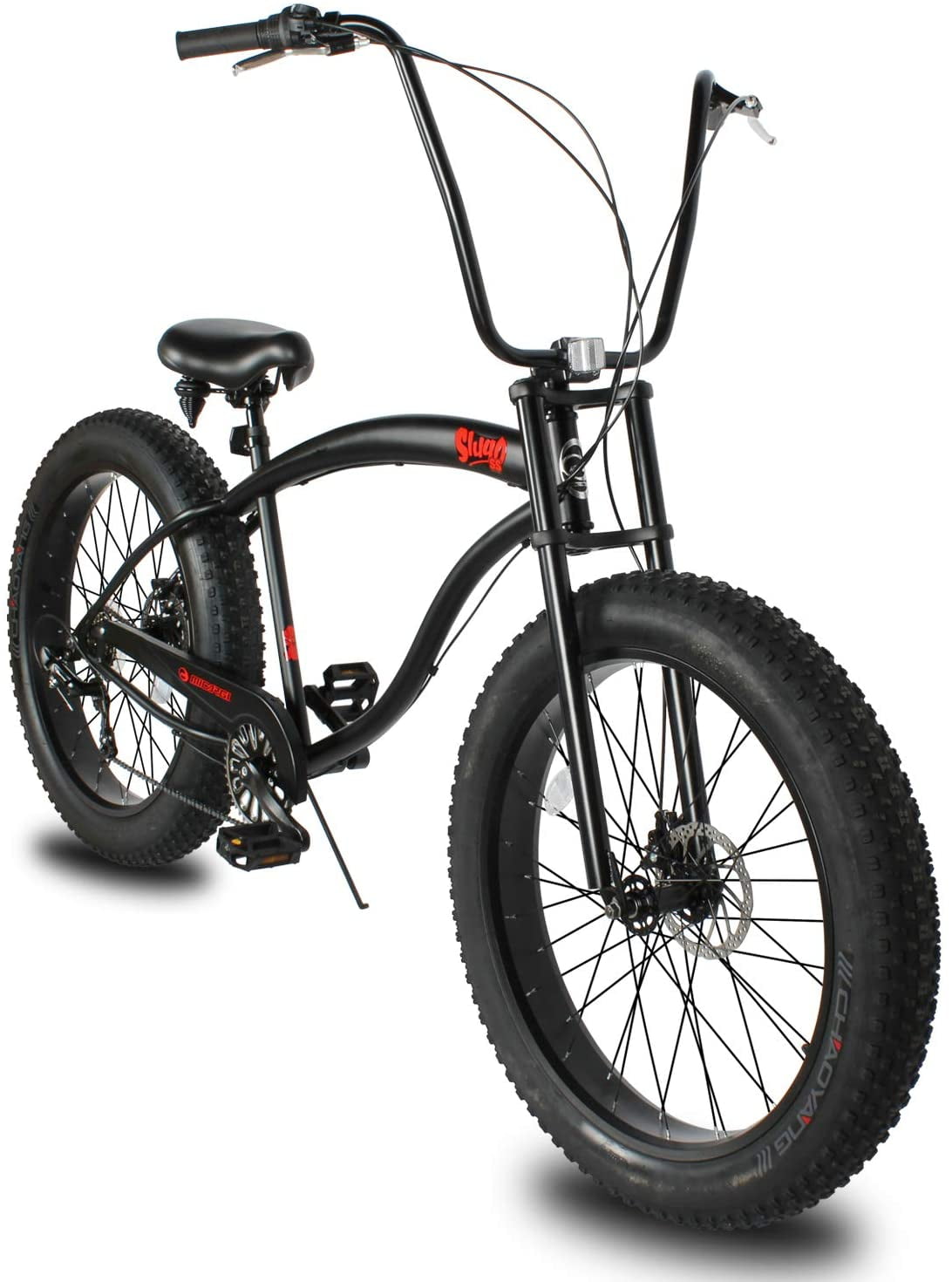 Micargi Slugo SS 7-Speed Fat Tire Cruiser Bike (Matte Black, 26 in) jnlrt