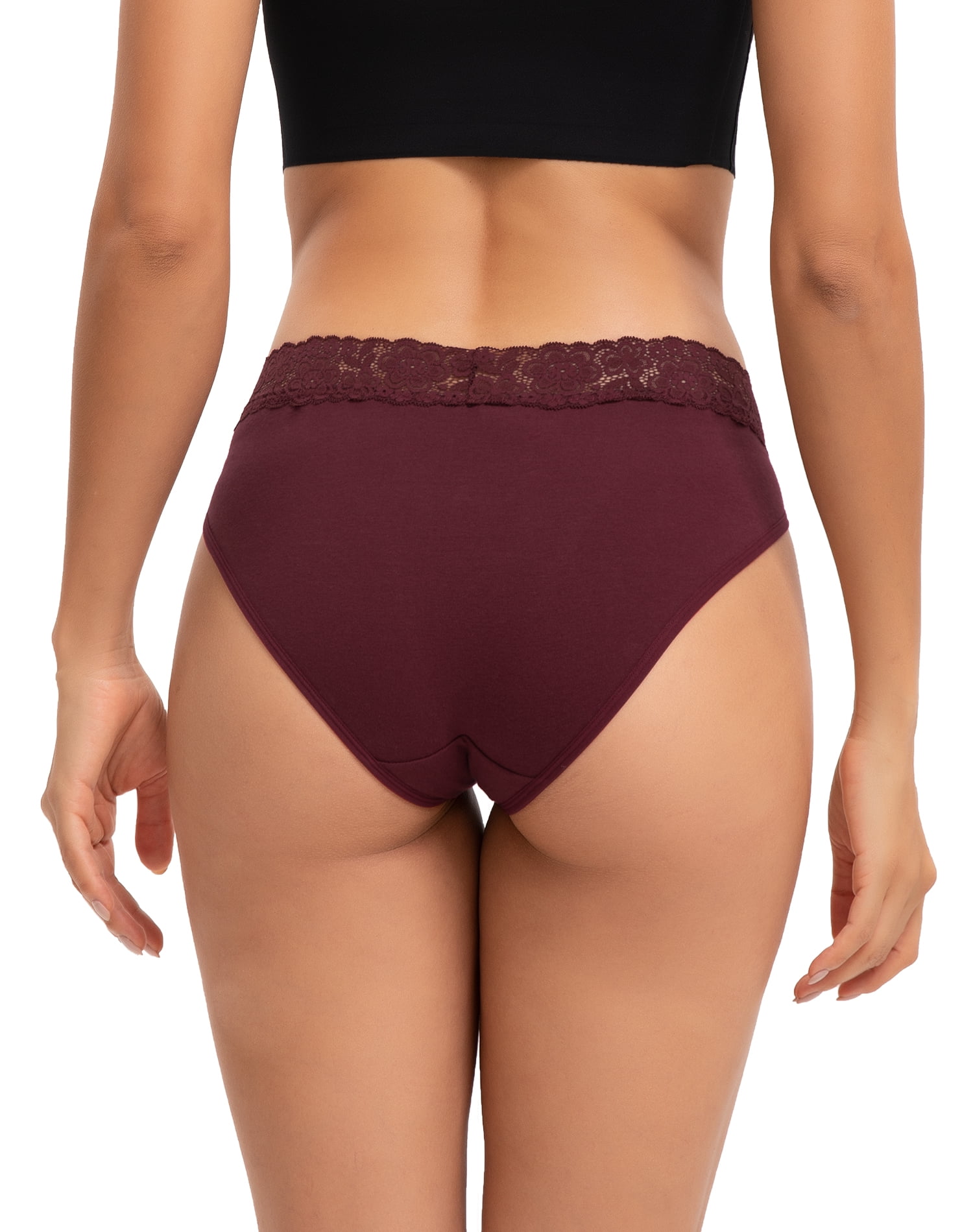 INNERSY Women’s High Cut Lace Bikini Panties Soft Cotton Underwear (Classic, Large, 4-Pack) bnco1