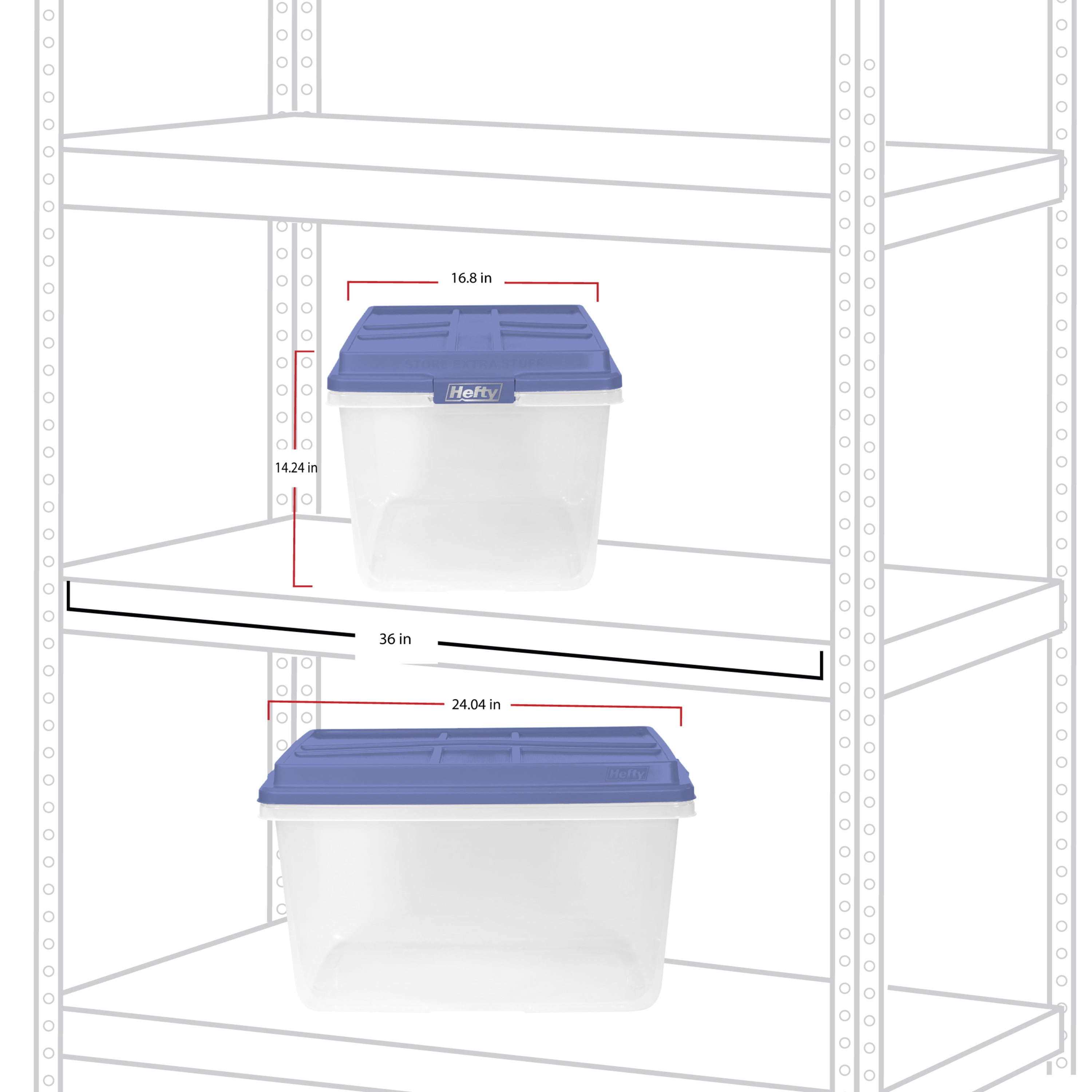 Hefty HI-RISE Large Latching Storage Bin with Secure Lid (Clear, 72 Quart) 7p4w7