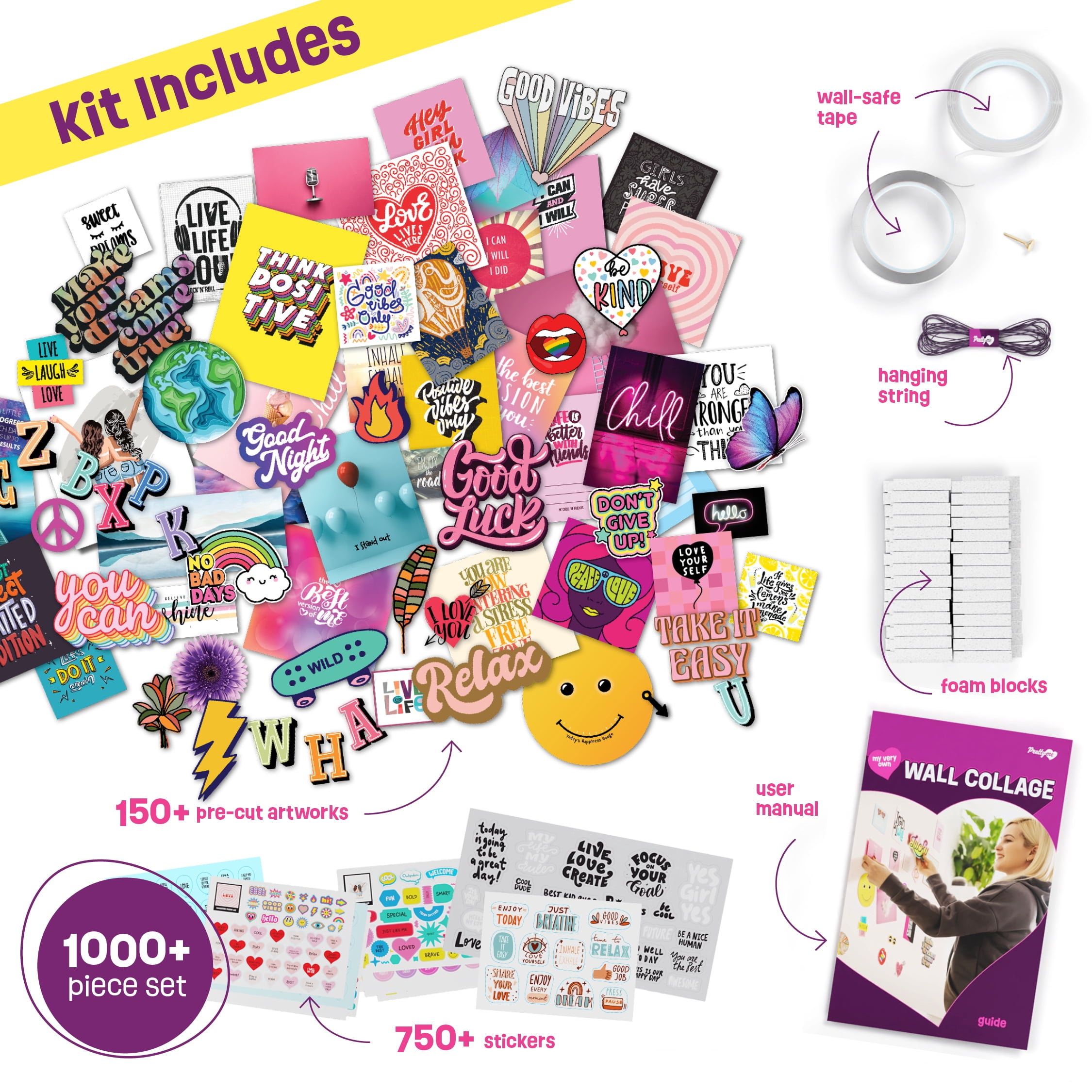 Pretty M Wall Collage Craft Kit for Teen Girls DIY Art Project (1000+ Pieces) fh5q4