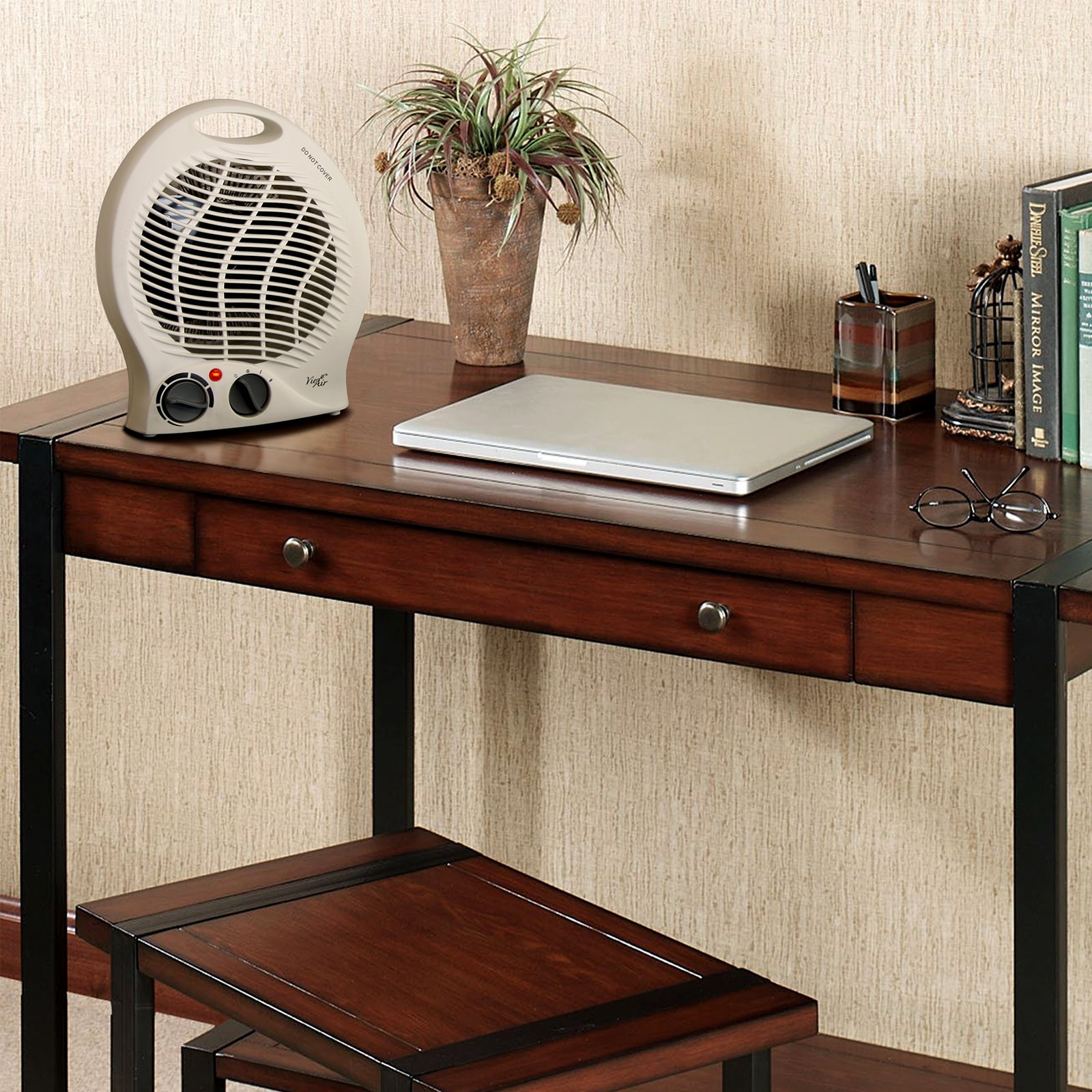 VieAir 1500W Portable Electric Fan Heater with Adjustable Thermostat (White, 1 Unit) erf4r