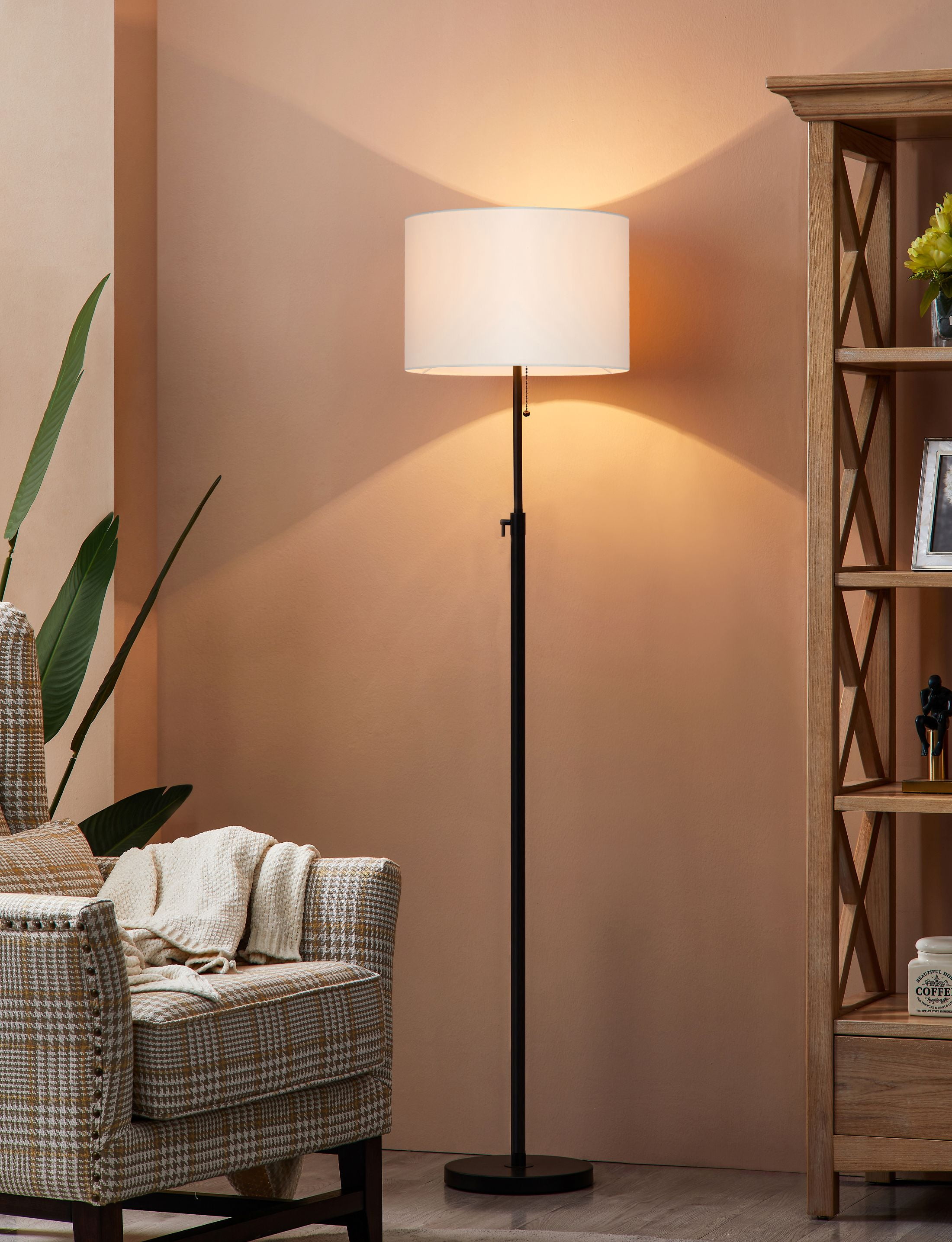 Kawoti Adjustable Height Floor Lamp, Modern Standing Lamp for Living Room and Office (Matte Black, 64.5 in) yl7vs
