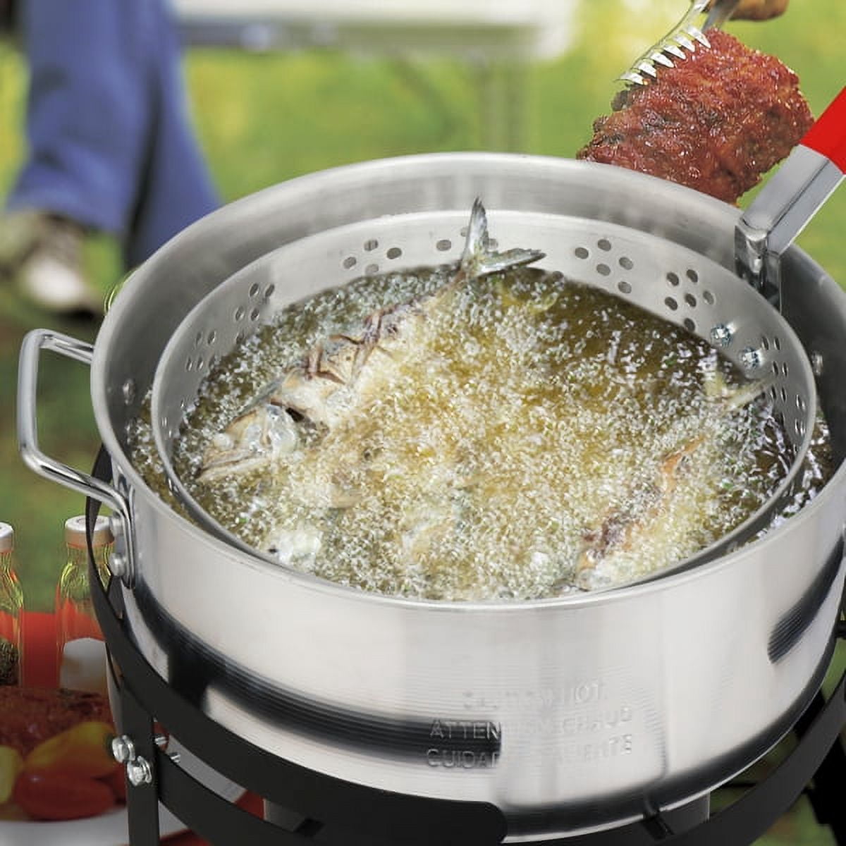 AMEEL Outdoor Gas Fryer Cooking Station with 30qt and 10qt Pots (Black, 13 in x 32 in) o1q1e