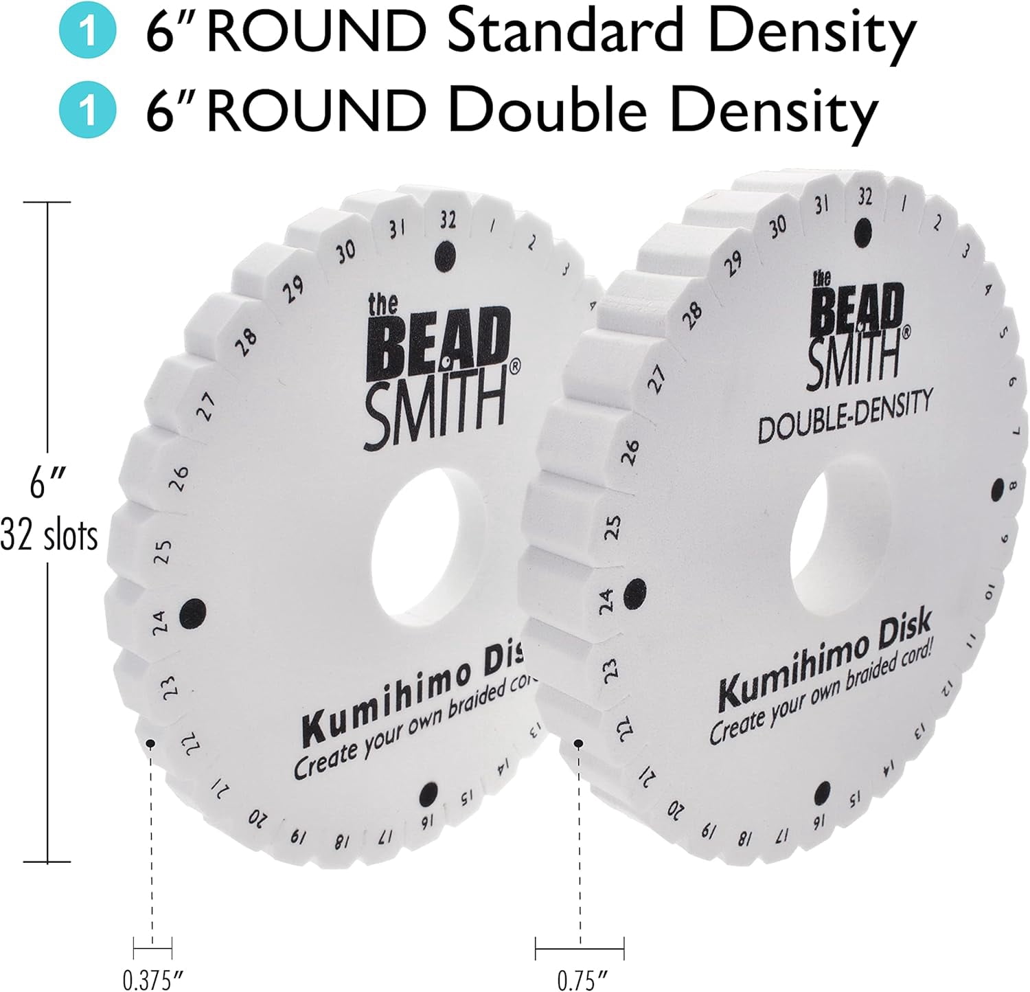 The Beadsmith Kumihimo Braiding Disk Set (Round, 6 in, 2-Piece Pack) nz3gp