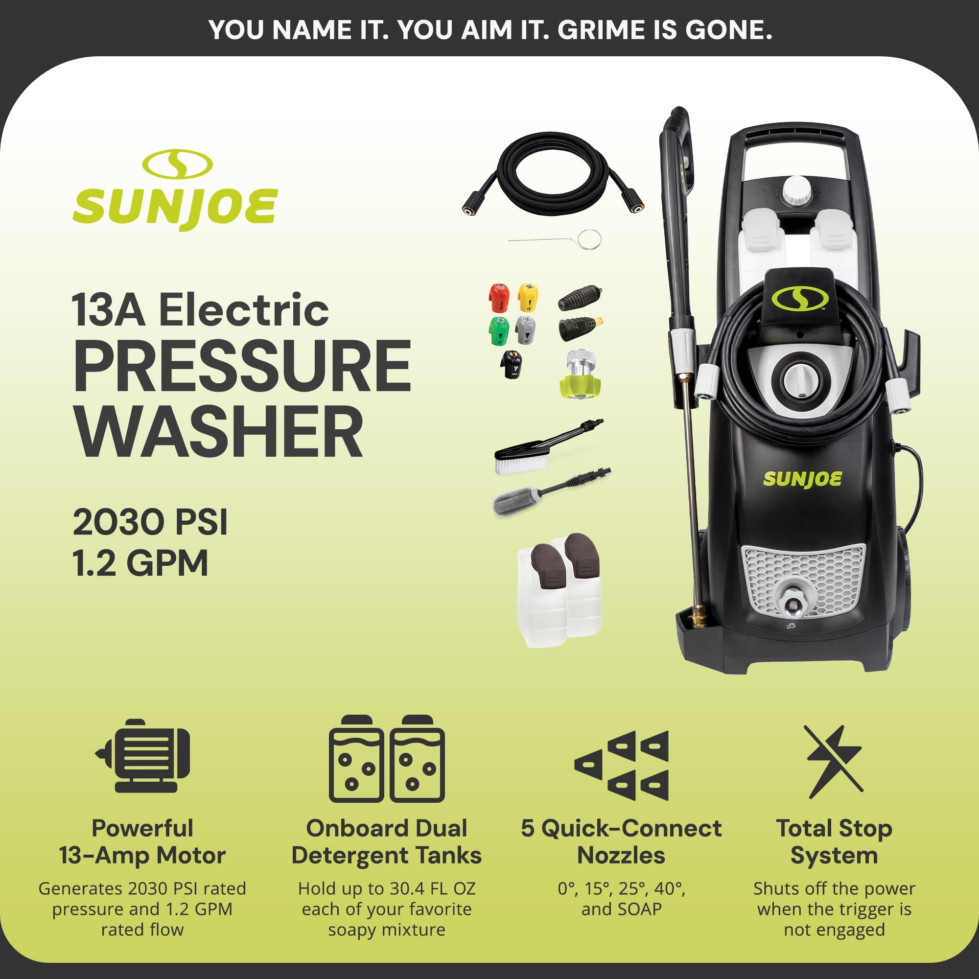 Sun Joe Electric Pressure Washer, Heavy-Duty Portable Power Washer with Wheels (Green, 2030 PSI) pojic