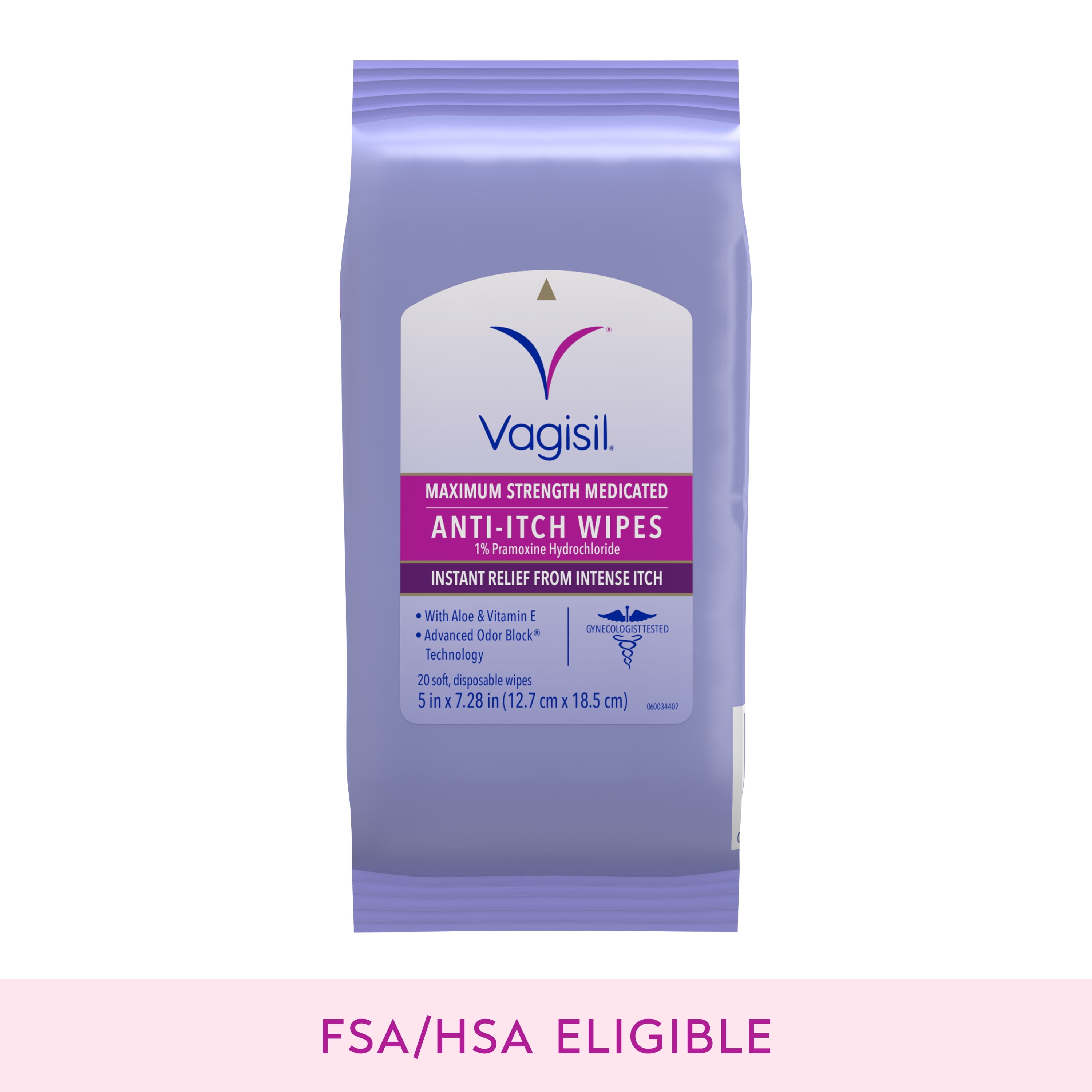Vagisil Maximum Strength Anti-Itch Feminine Wipes (Unscented, 60 Count) 28jpb