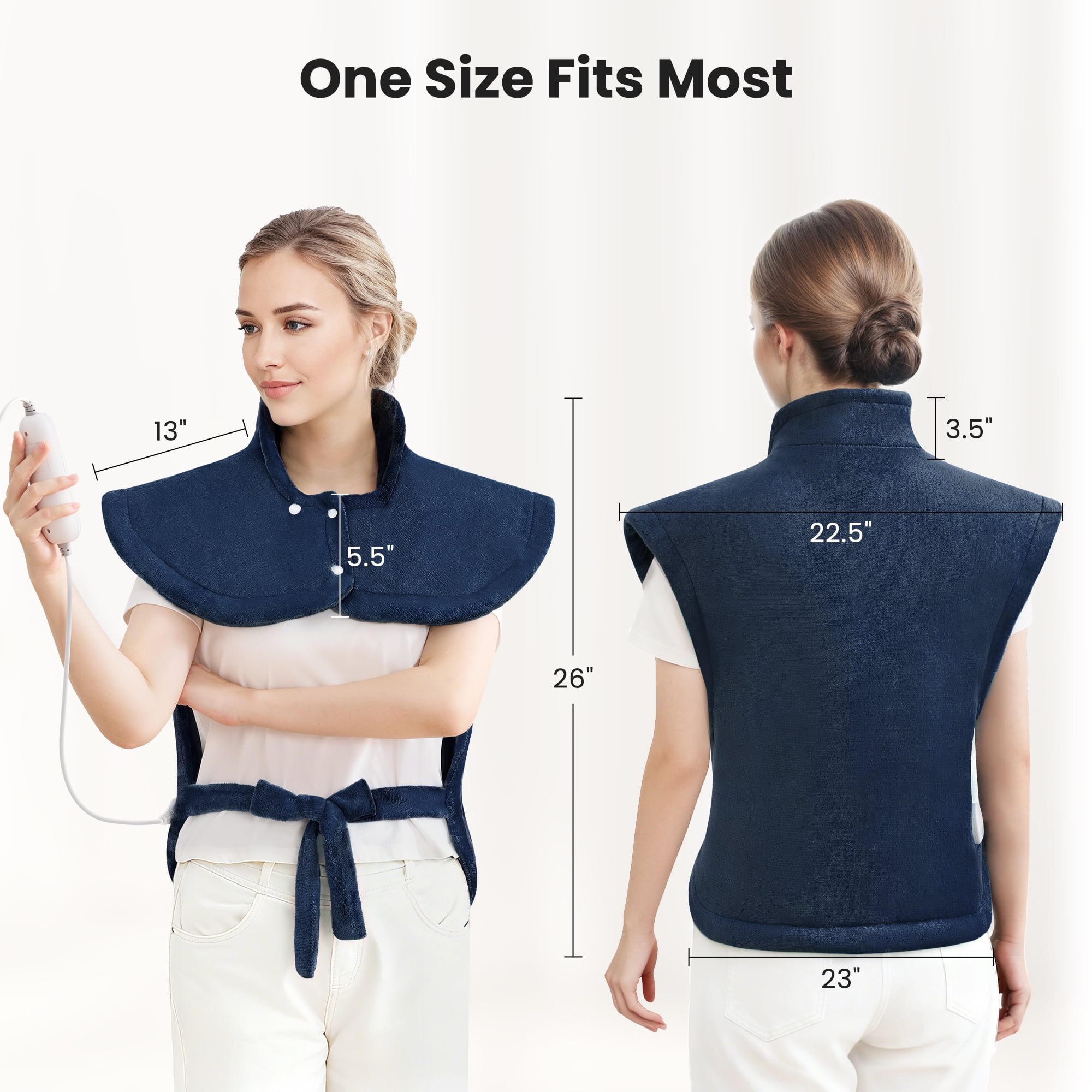 MaxKare Ultra Soft Heating Pad for Full Body Pain Relief with 4 Heat Settings and Auto Shut-off (Navy Blue, 24 in x 33 in) 2tib7