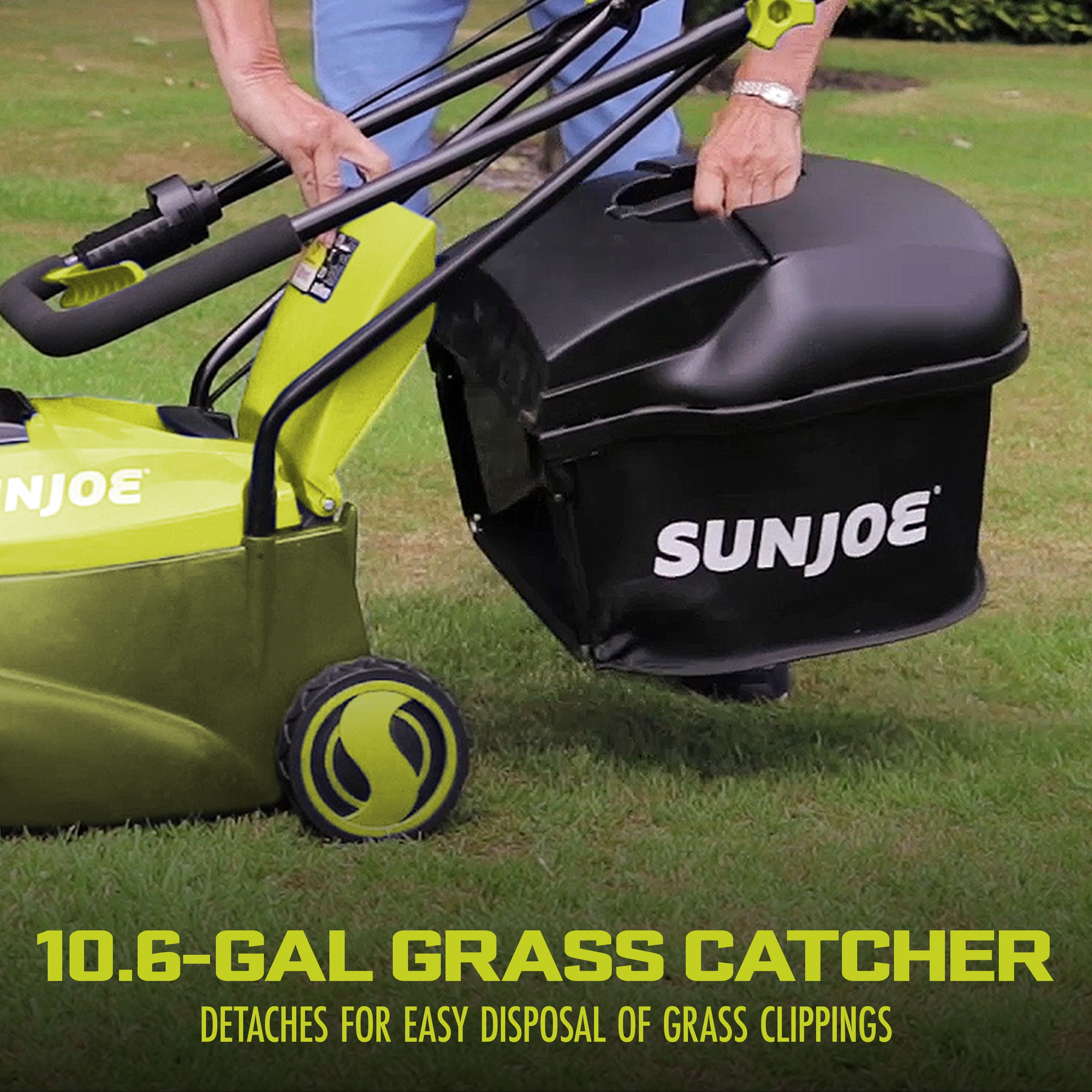 Sun Joe 24V Cordless 14-inch Brushless Push Lawn Mower (Green, 23.1 lb) d7rof